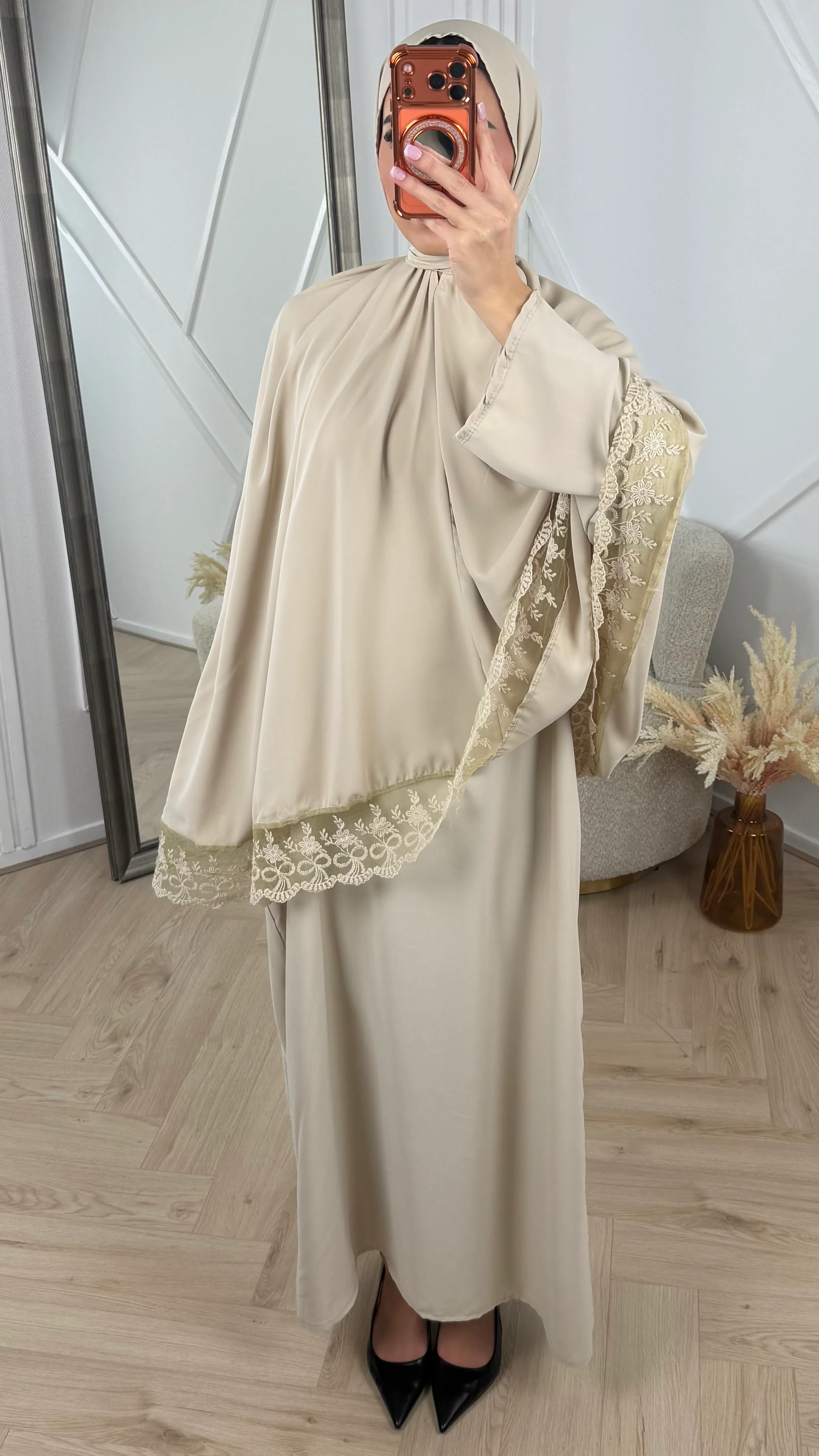 Khimar Maxi Jurk met Kantafwerking - Image 4