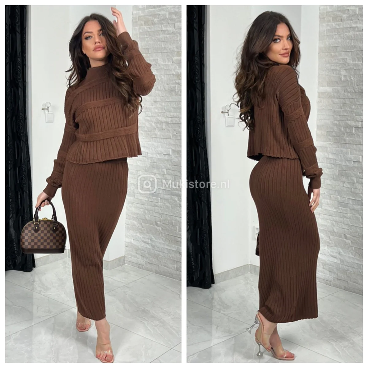Knitted Cable Detail Skirt Set - Image 2