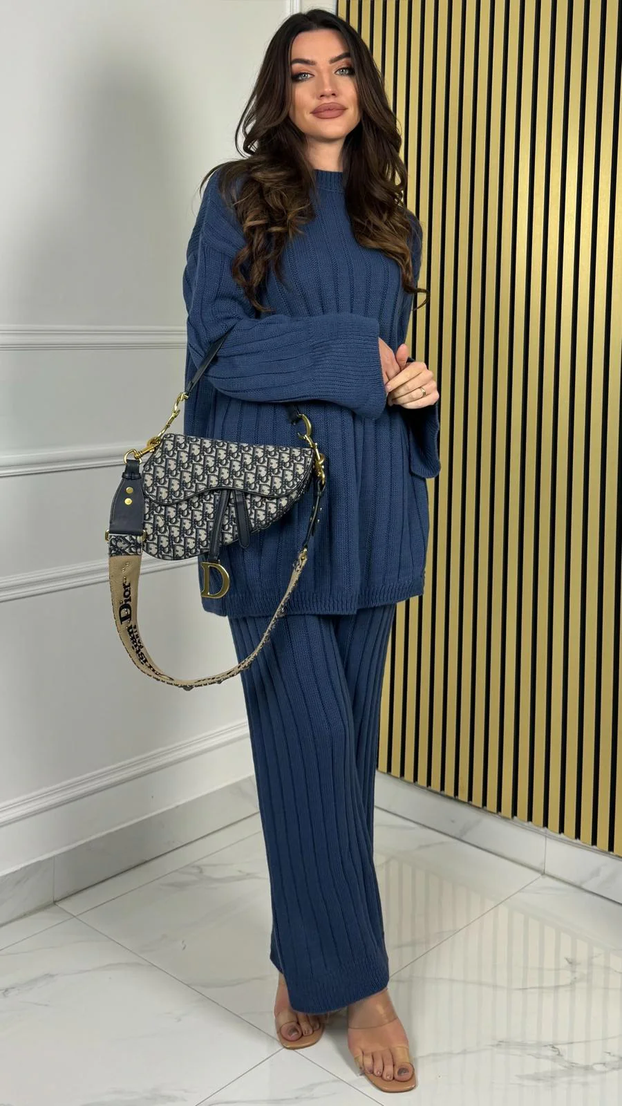 Knitted Wide-Leg Set met Lange Top & Wijde Mouwen 23535 - Image 14