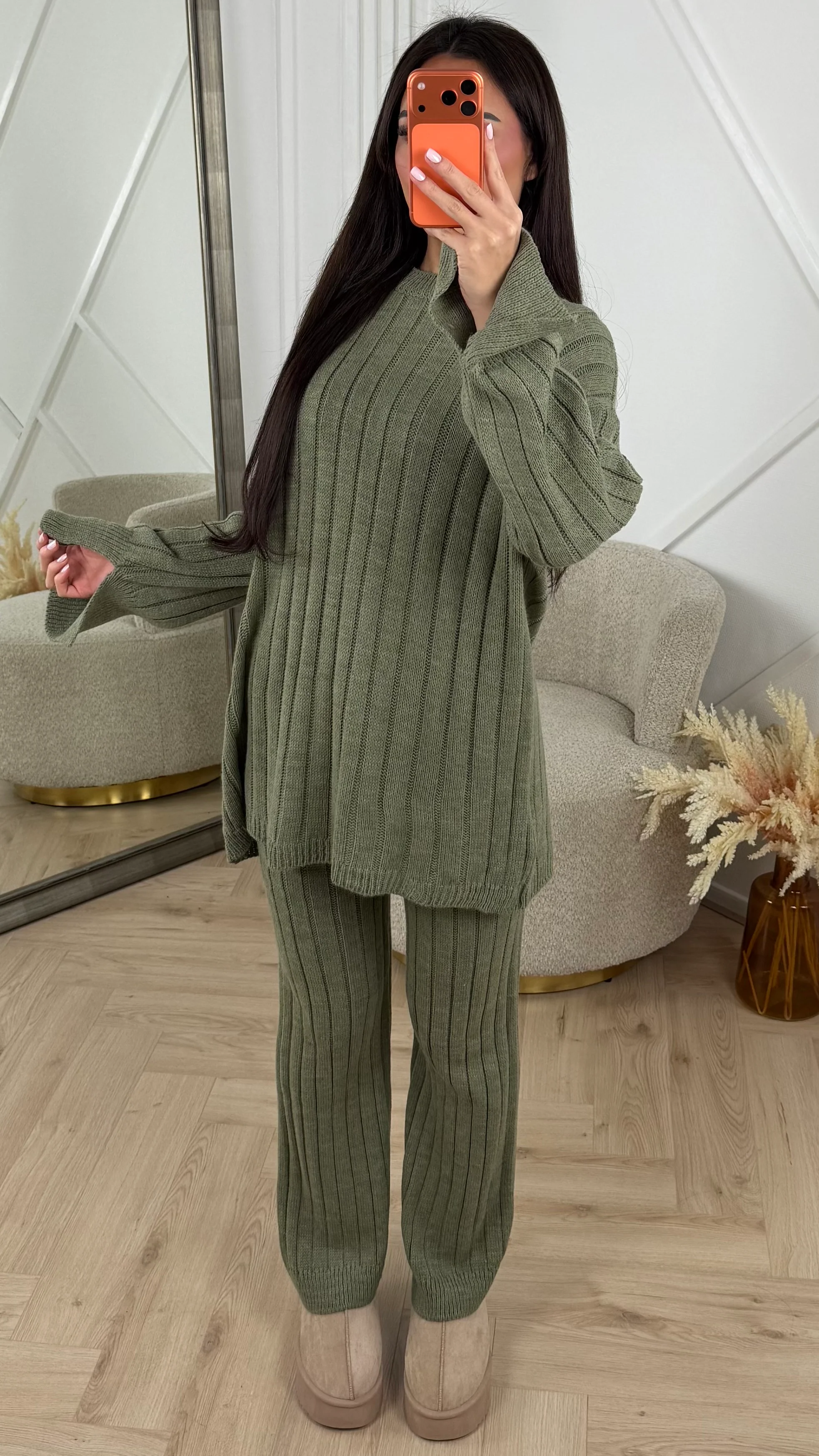 Knitted Wide-Leg Set met Lange Top & Wijde Mouwen 23535 - Image 2