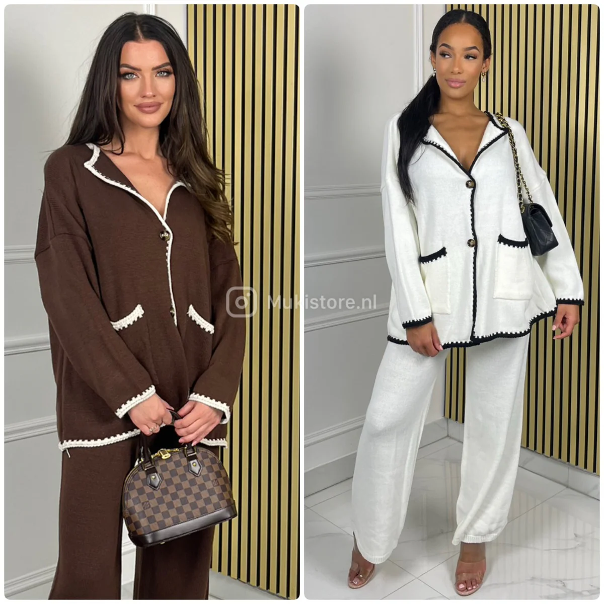 Knitwear Cardigan Wide Leg Set Stripe Details - Image 4