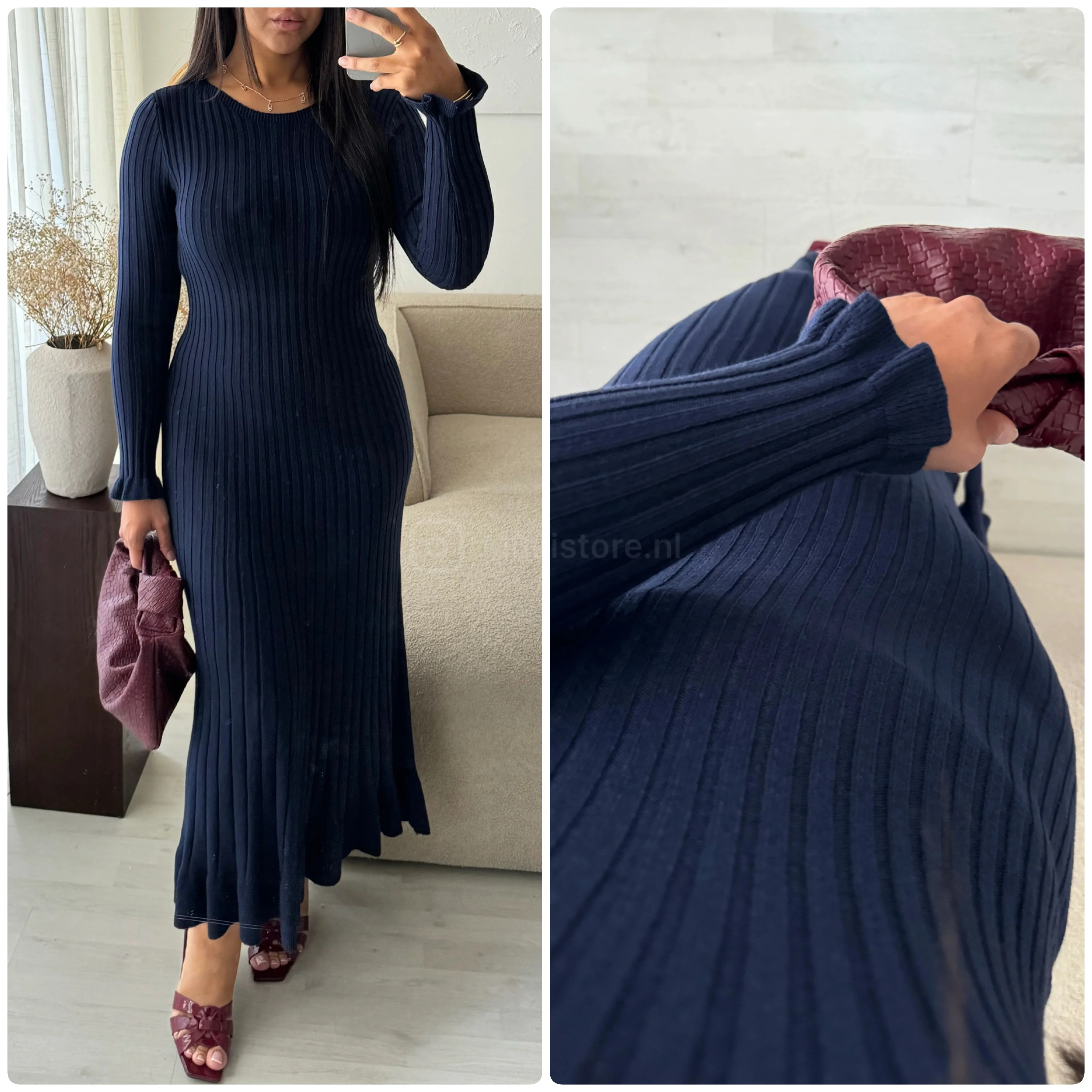 Knitwear Maxi Dress Ruffle Sleeve And Bottom - Image 15