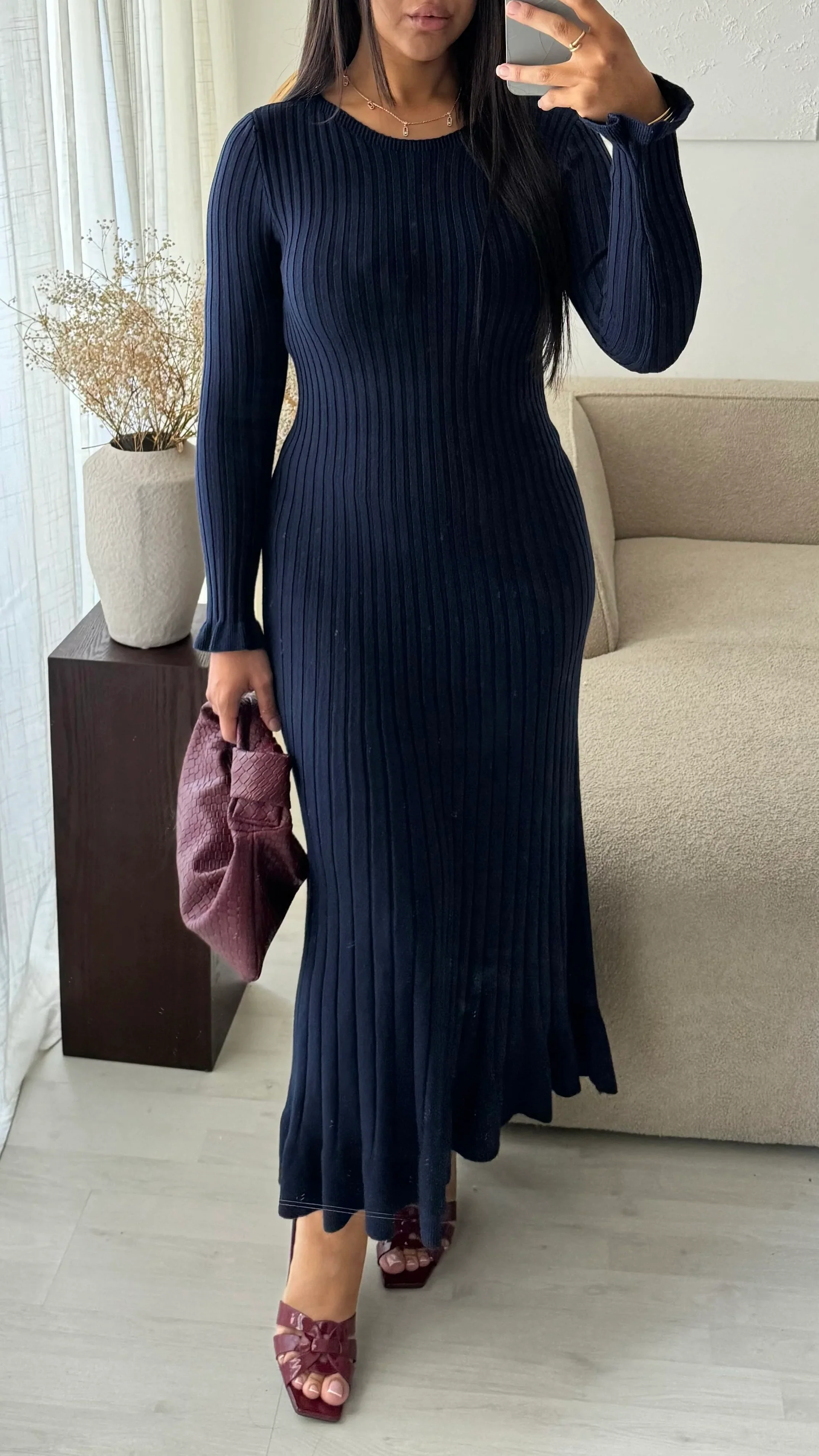 Knitwear Maxi Dress Ruffle Sleeve And Bottom - Image 9