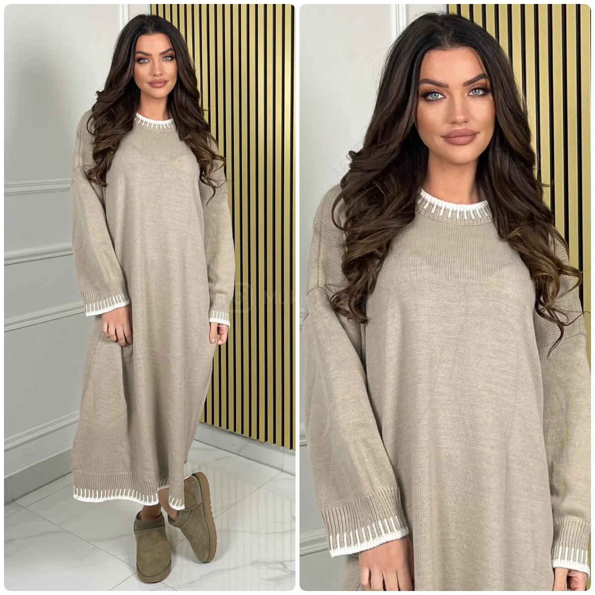 Knitwear Maxi Dress Stripe Details 15961 - Image 5