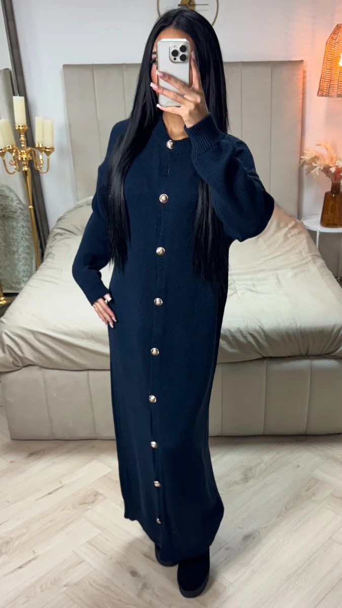 Knitwear Maxi Golden Buttons Dress - Image 7