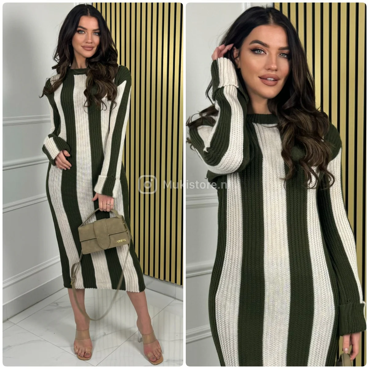 Knitwear Maxi Stripes Dress Folded Sleeves - Image 5