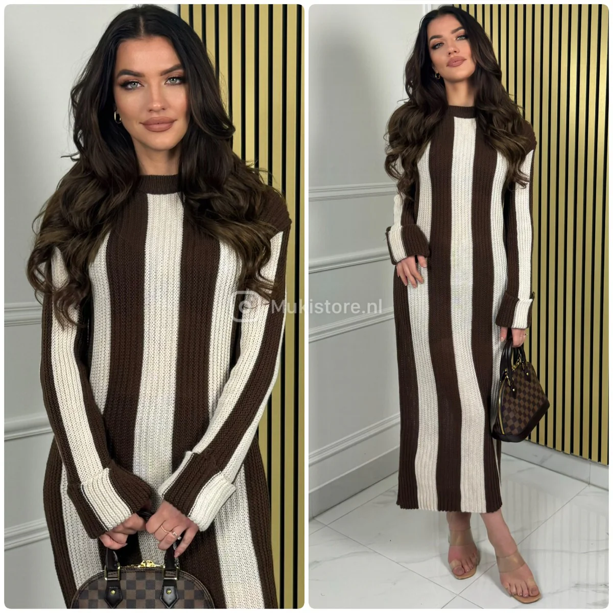 Knitwear Maxi Stripes Dress Folded Sleeves - Image 9