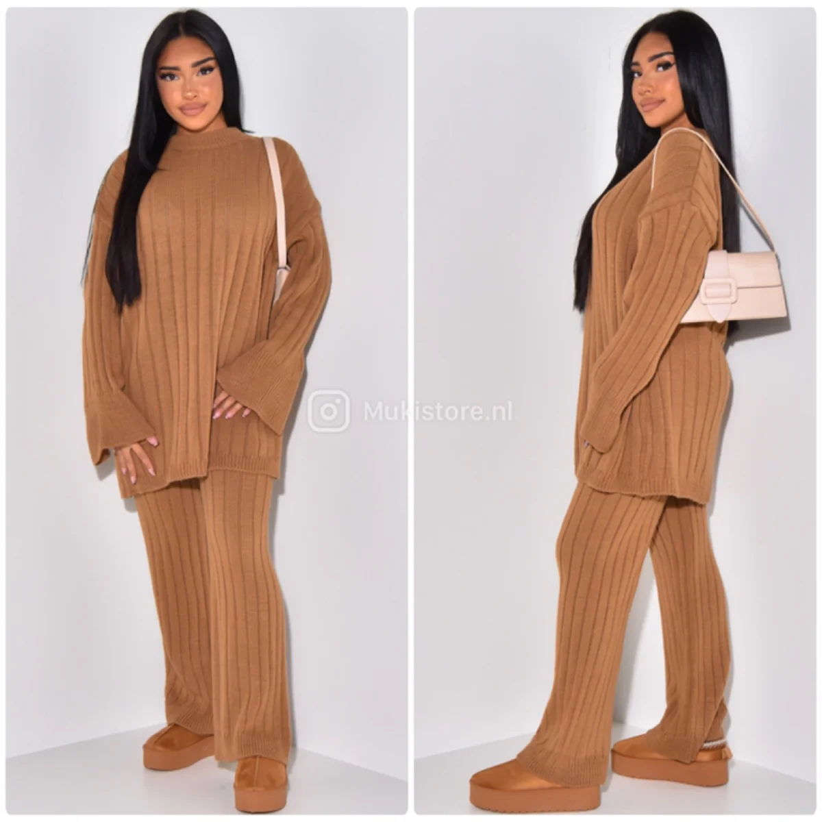 Knitwear Oversized Long Top Wide Leg And Sleeve Detail 23535 - Image 15