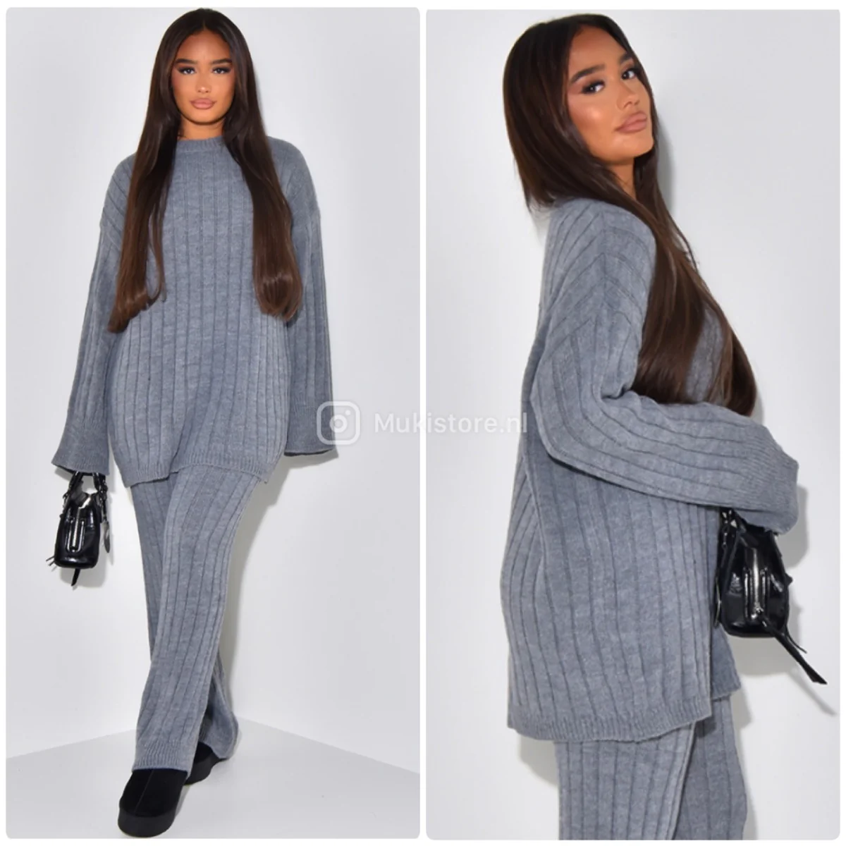 Knitwear Oversized Long Top Wide Leg And Sleeve Detail 23535 - Image 18