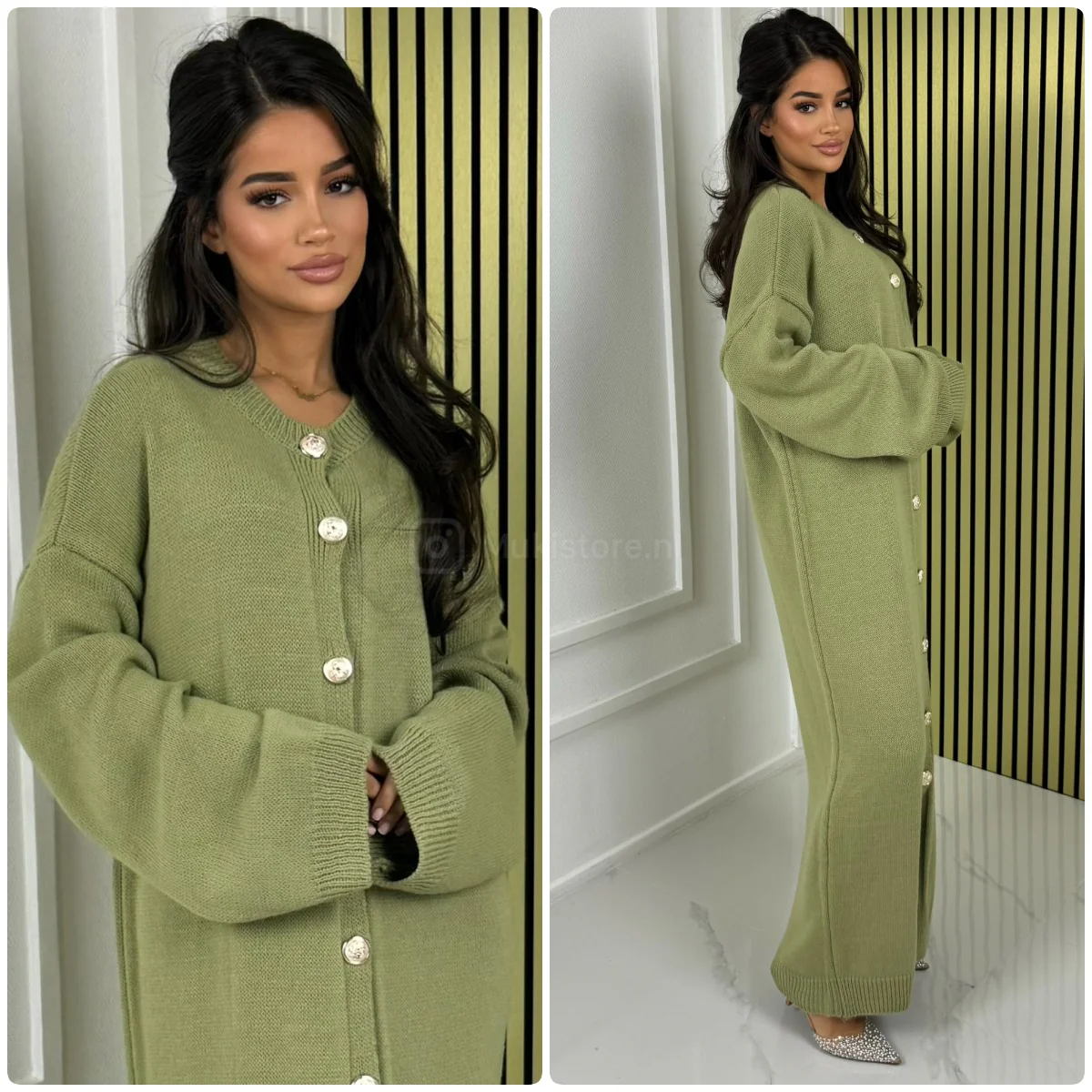 Knitwear Round Neck Maxi Golden Buttons - Image 2