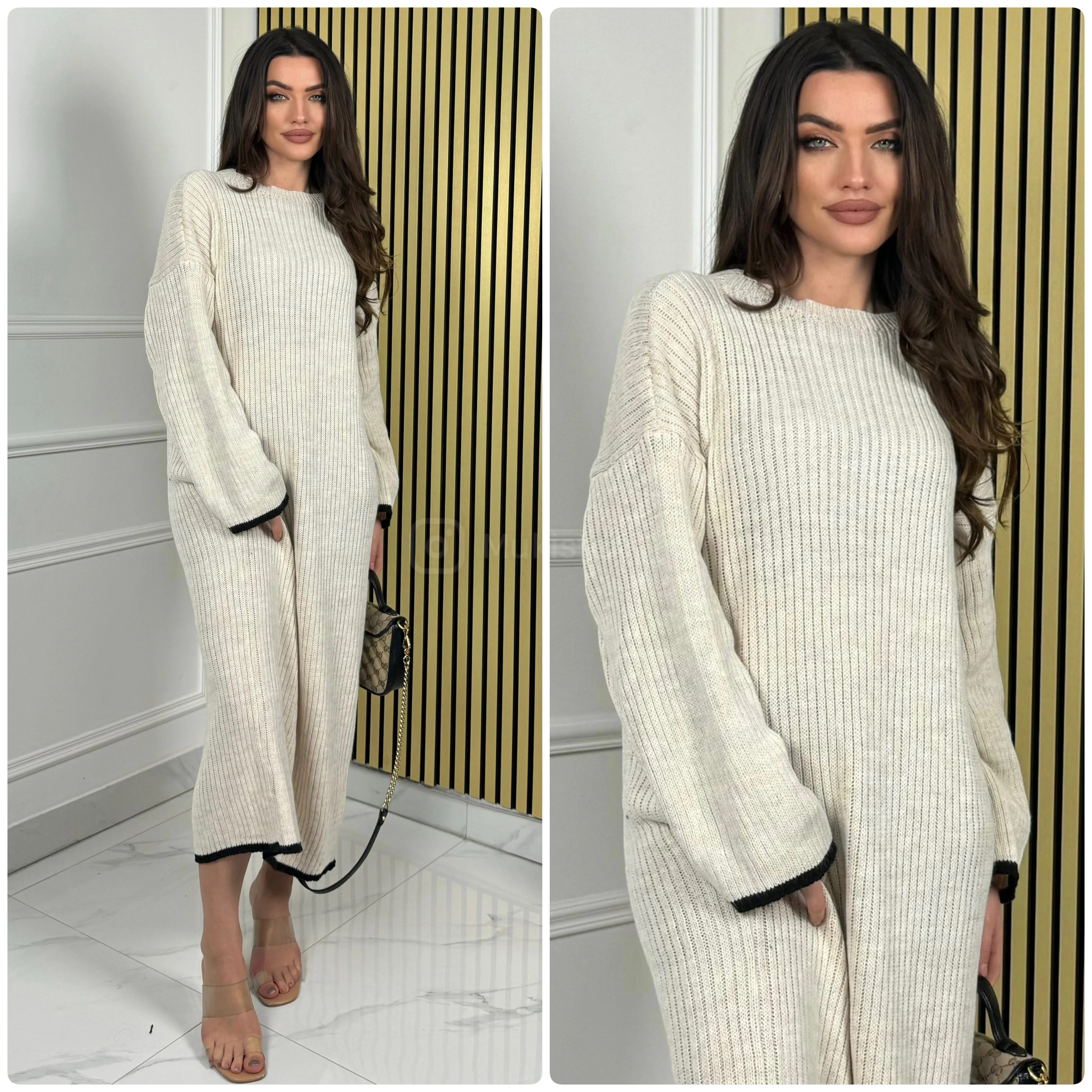 Knitwear Round Neck Maxi Oversized Line Detail 21180 - Image 12