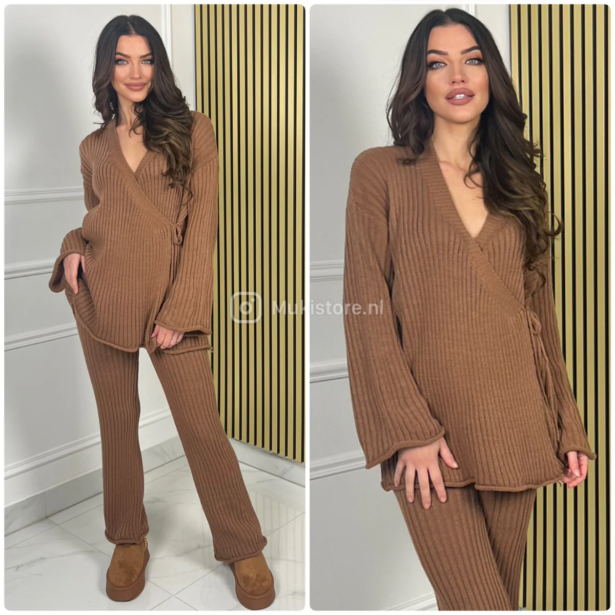Knitwear Wrap Cardigan Wide Leg Set 15415 - Image 3