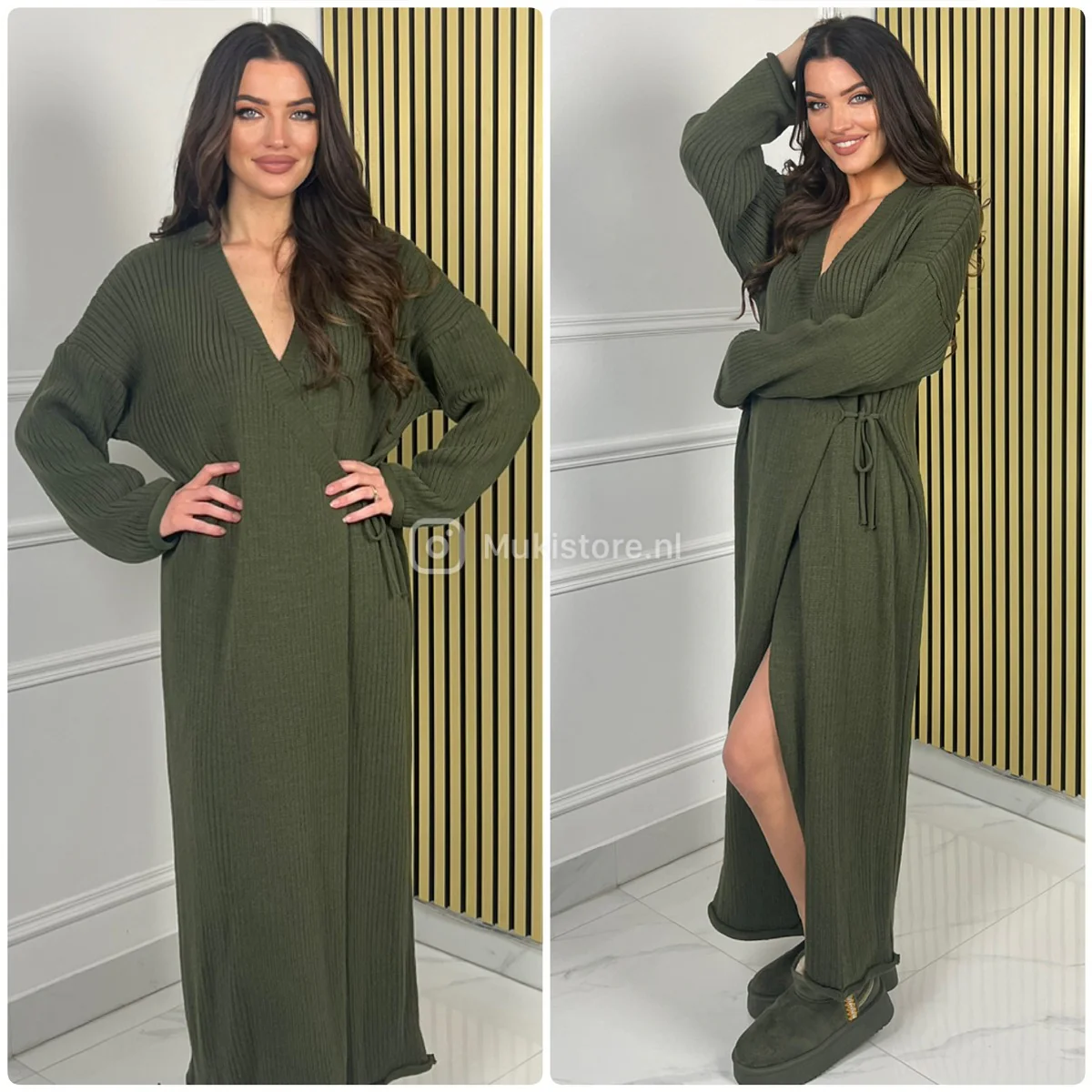 Knitwear Wrapped Tie Belt Maxi Dress - Image 2