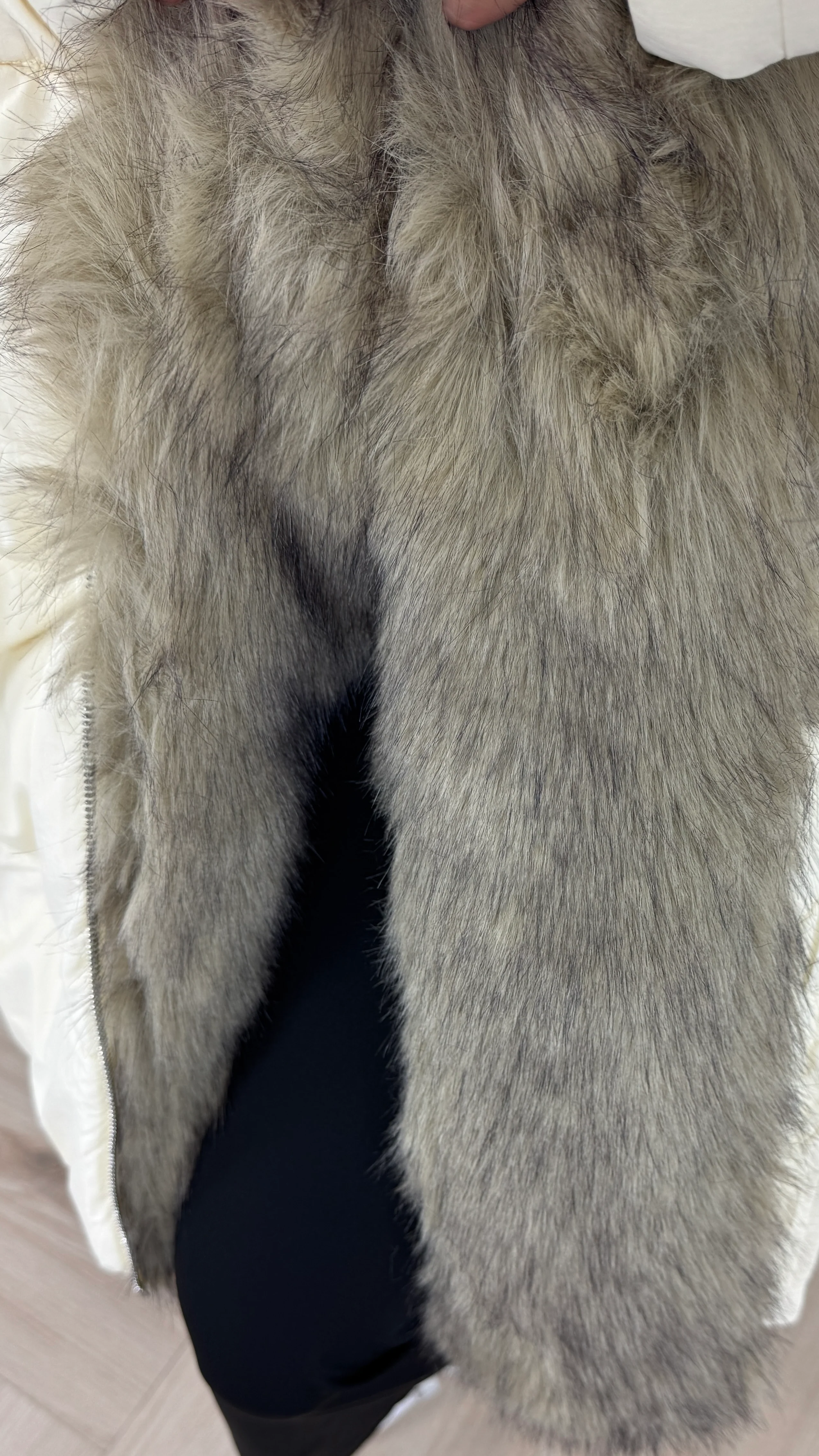 Lange Puffer Jas met Afneembare Faux Fur Capuchon - Image 12