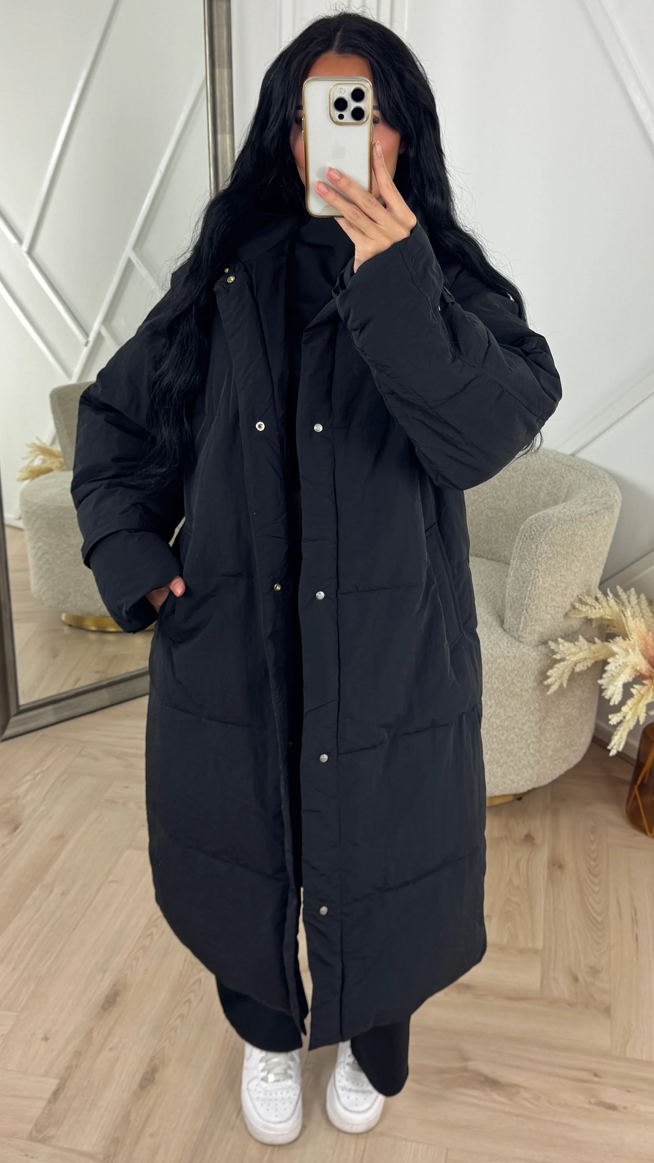 Lange Puffer Jas met Hoge Kraag - Image 2
