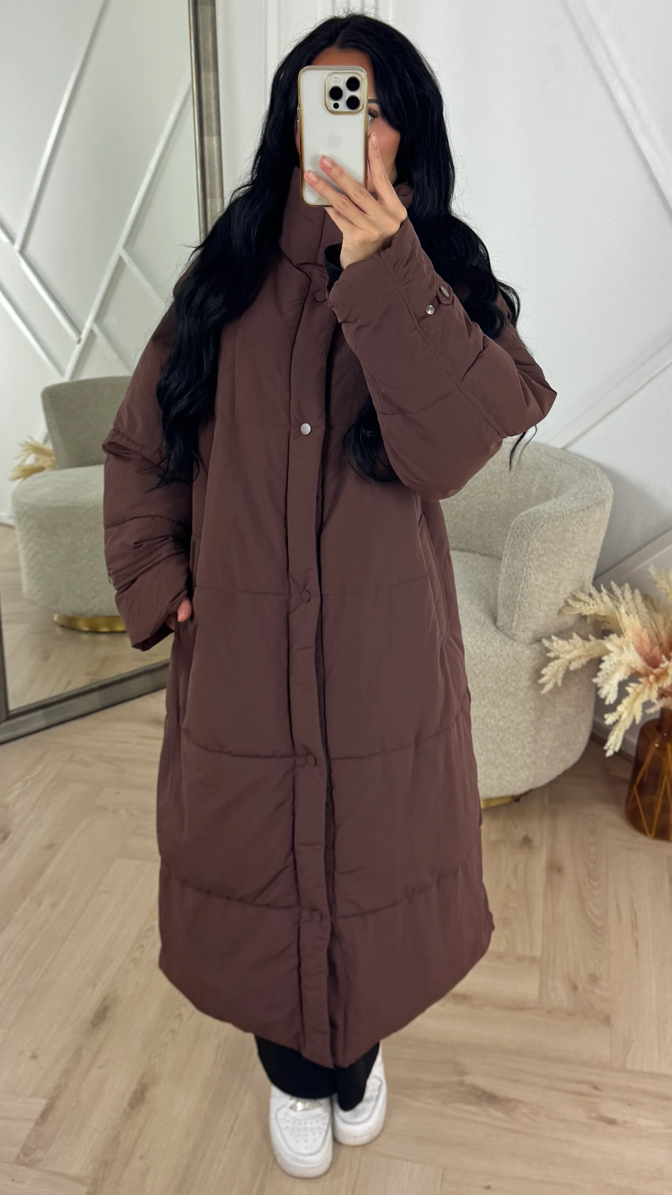 Lange Puffer Jas met Hoge Kraag - Image 3