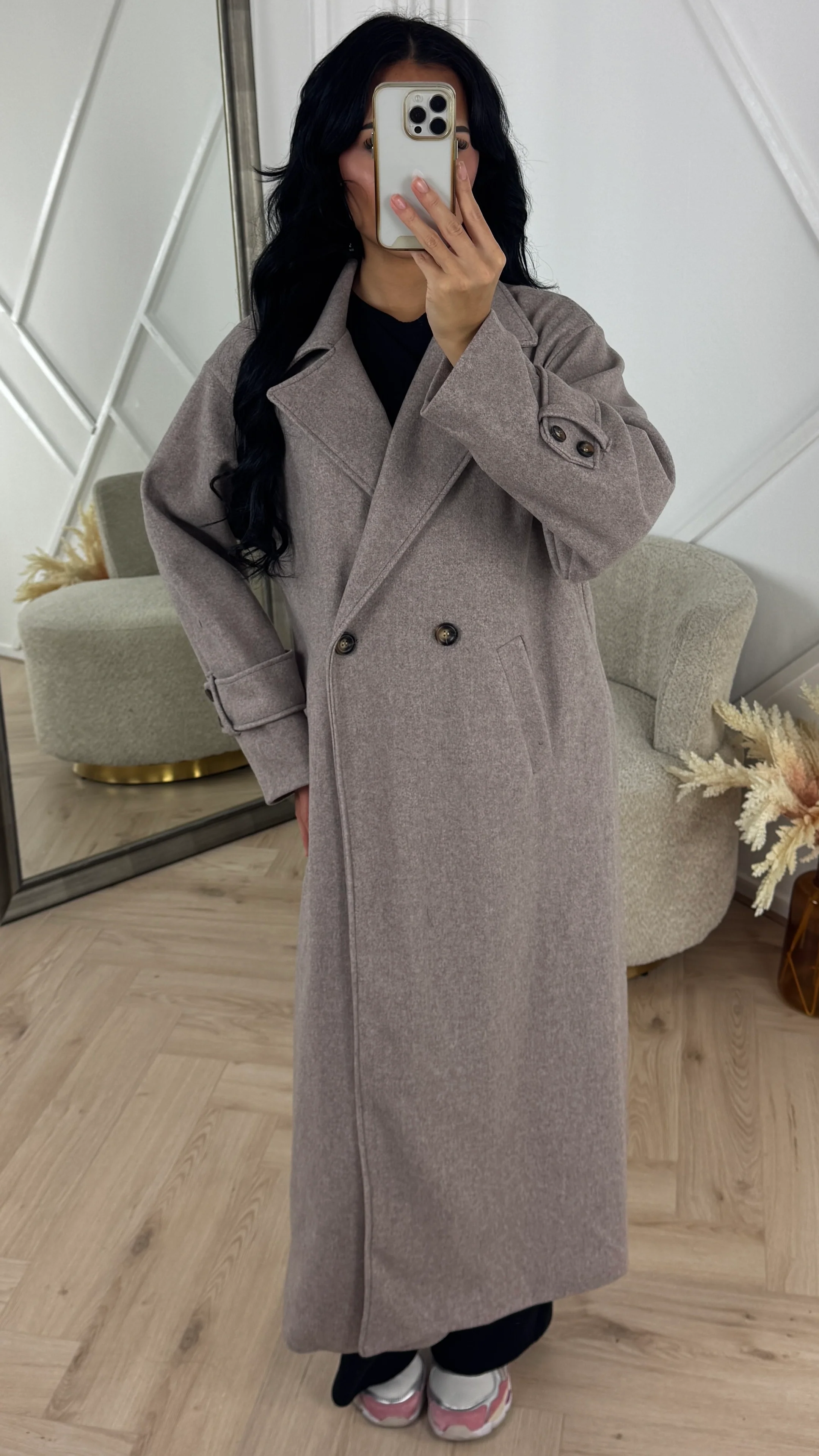 Lange Wool Look Mantel met Knoopsluiting - Image 2