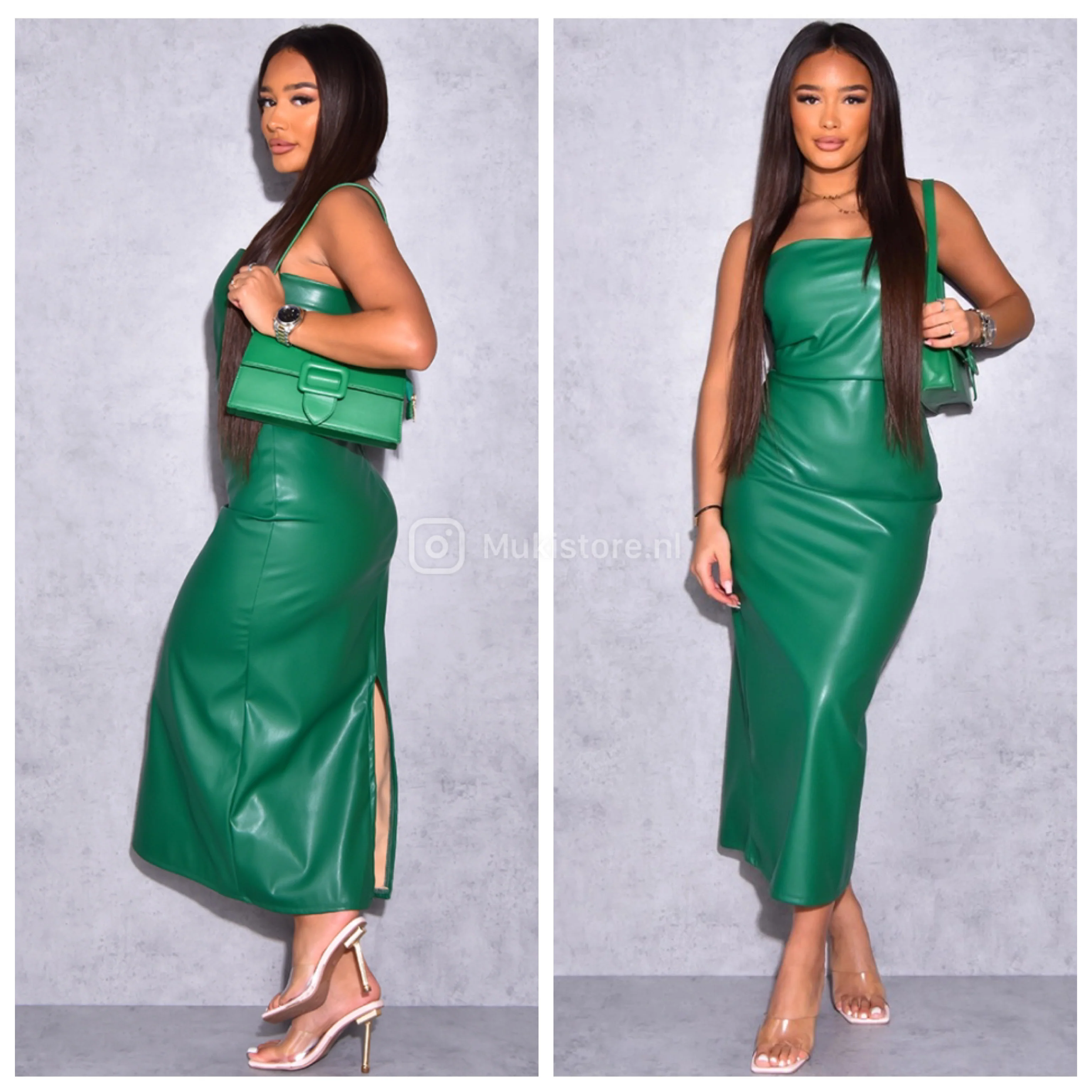 Leather strapless dress backsplit - Image 12