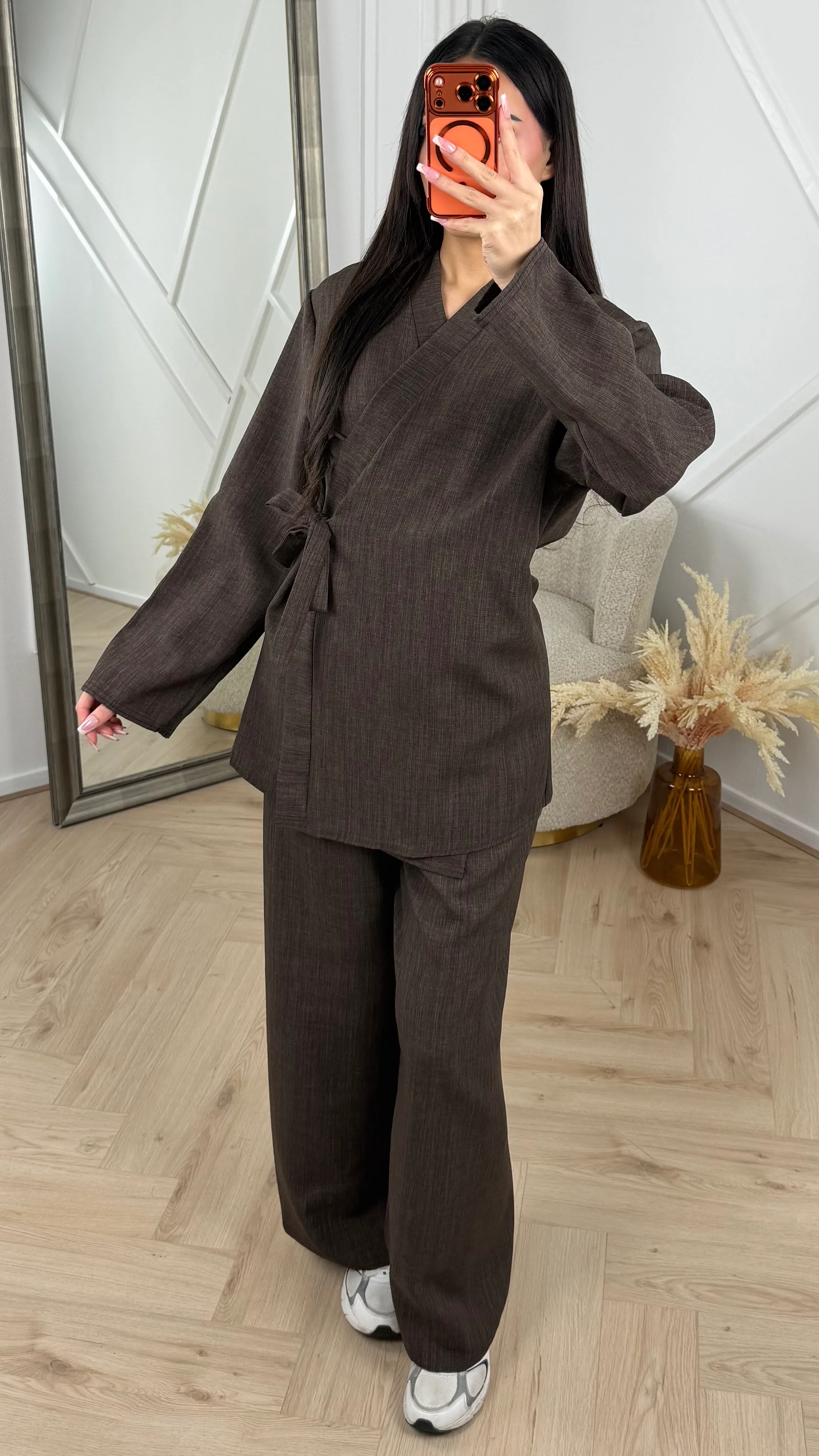 Linen Style 2-Piece Set met Overslag en Wijde Broek - Image 3