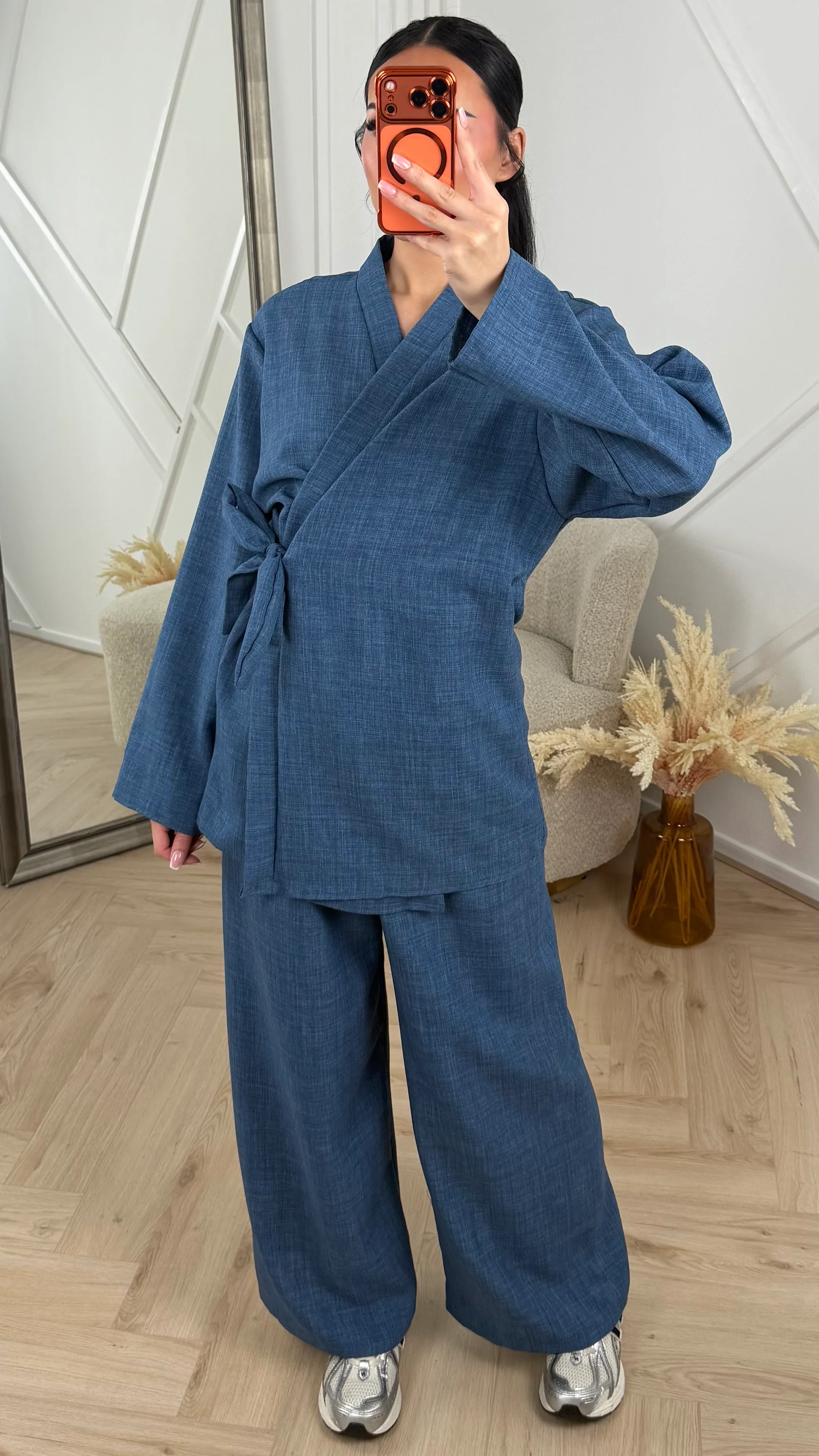Linen Style 2-Piece Set met Overslag en Wijde Broek - Image 9