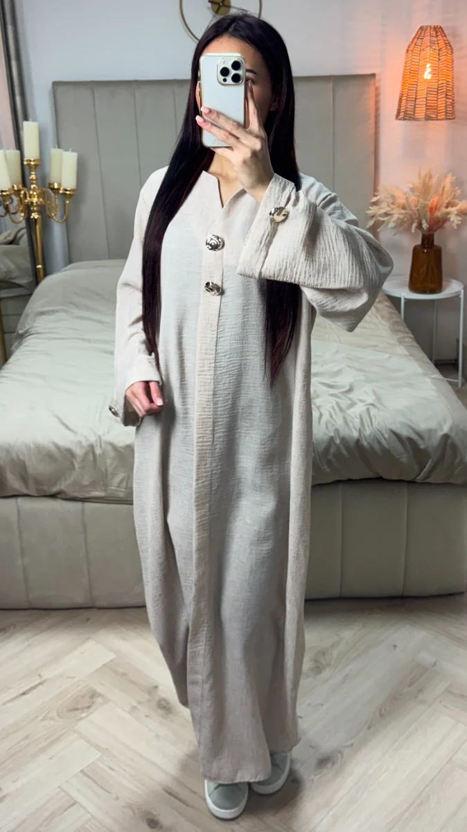 Linnenlook Dress Golden Buttons - Image 3