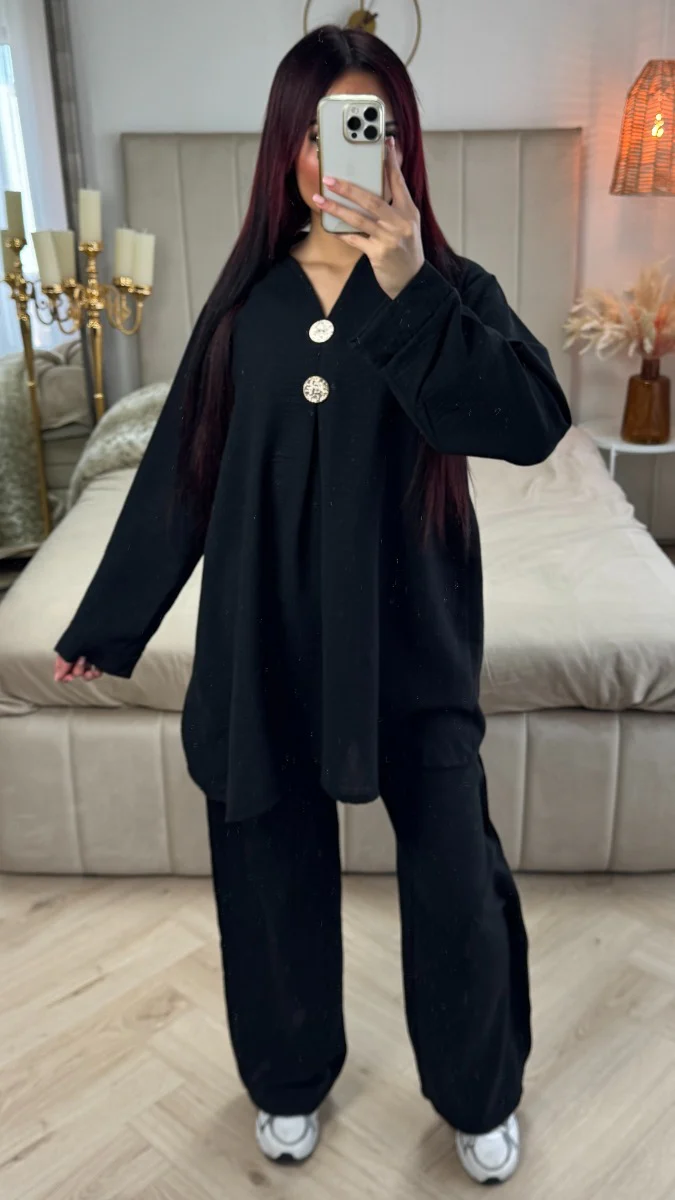 Linnenlook Oversized Set Double Golden Button Detail - Image 10