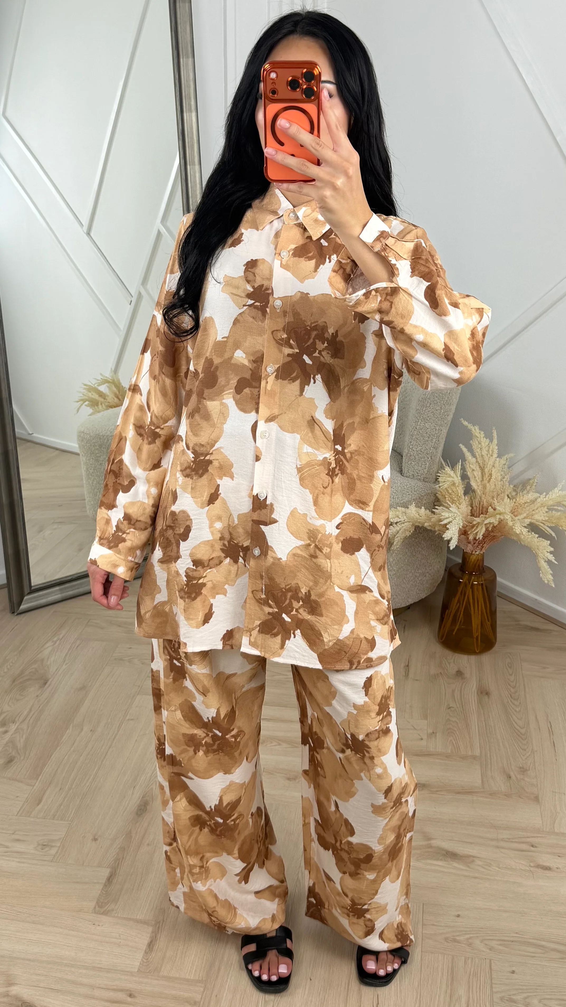 Bloemenprint Blouse Set met Wide Leg Broek – MT5901