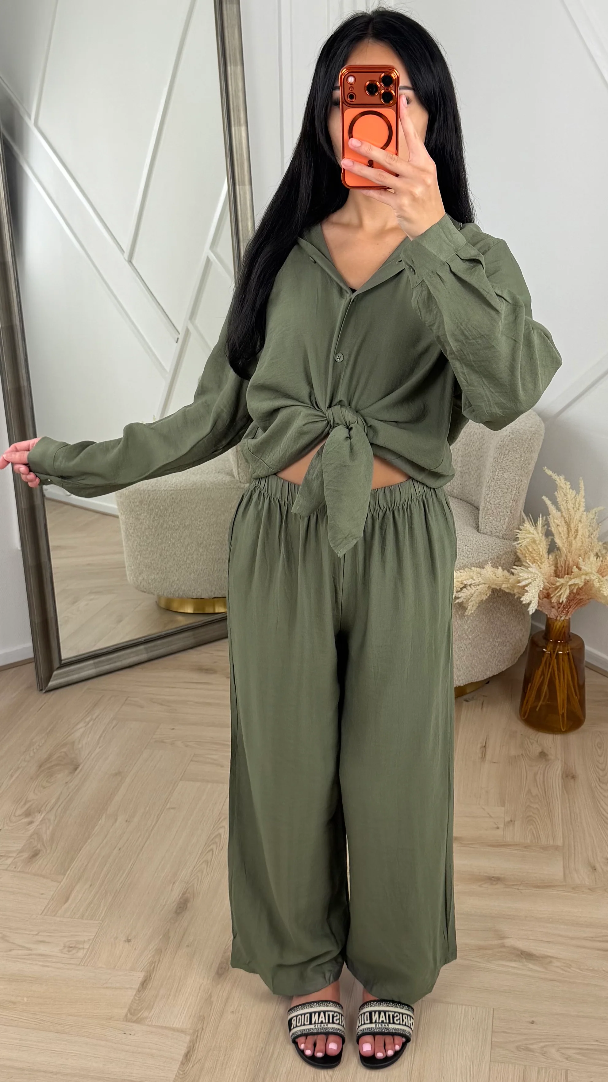 Luchtige Tweedelige Set met Oversized Blouse en Wijde Broek 1280 - Image 4