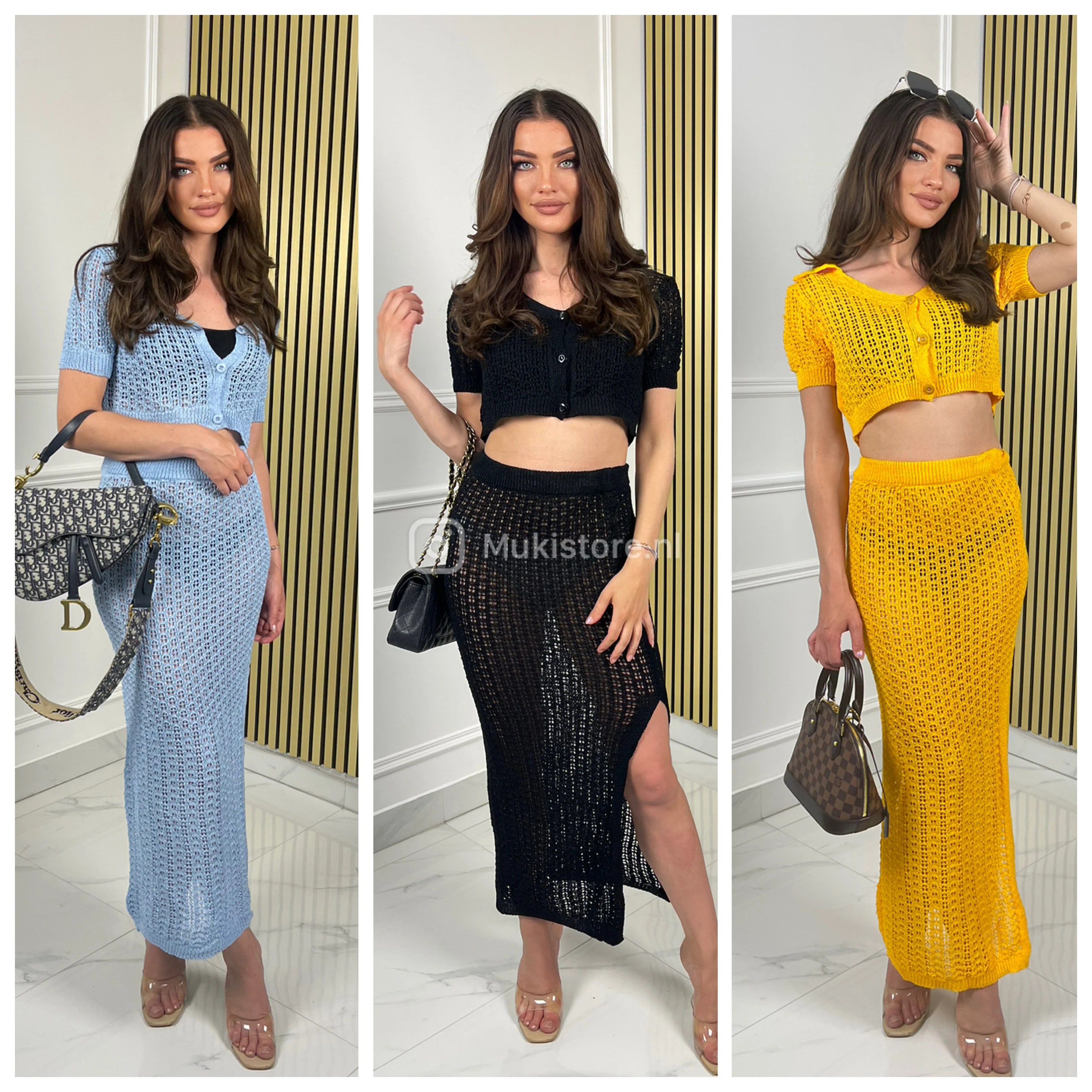 Lurex Beachwear Crop Top Skirt Set - Image 4