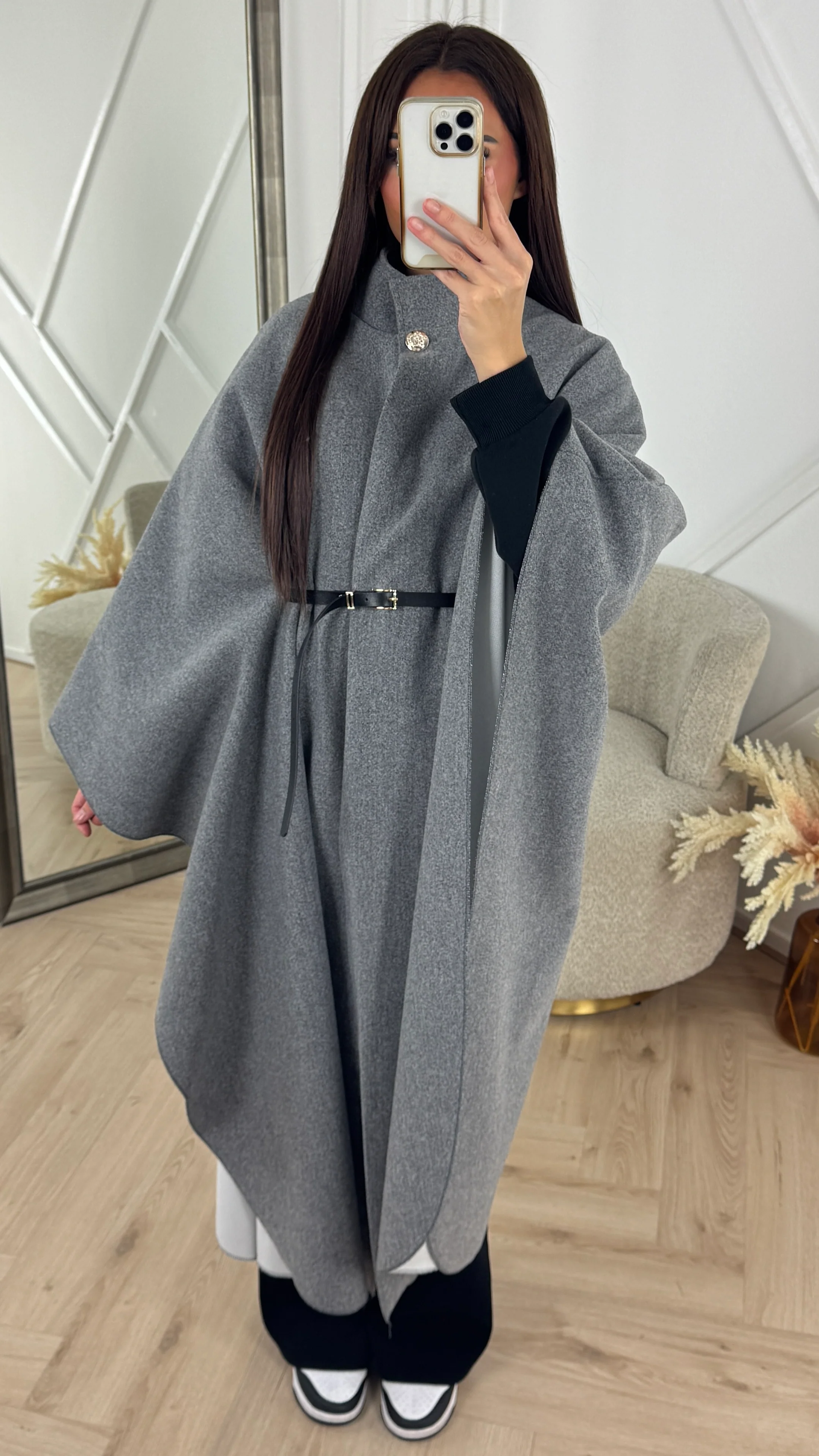 Luxe Cape Coat met TailleCeintuur - Image 10