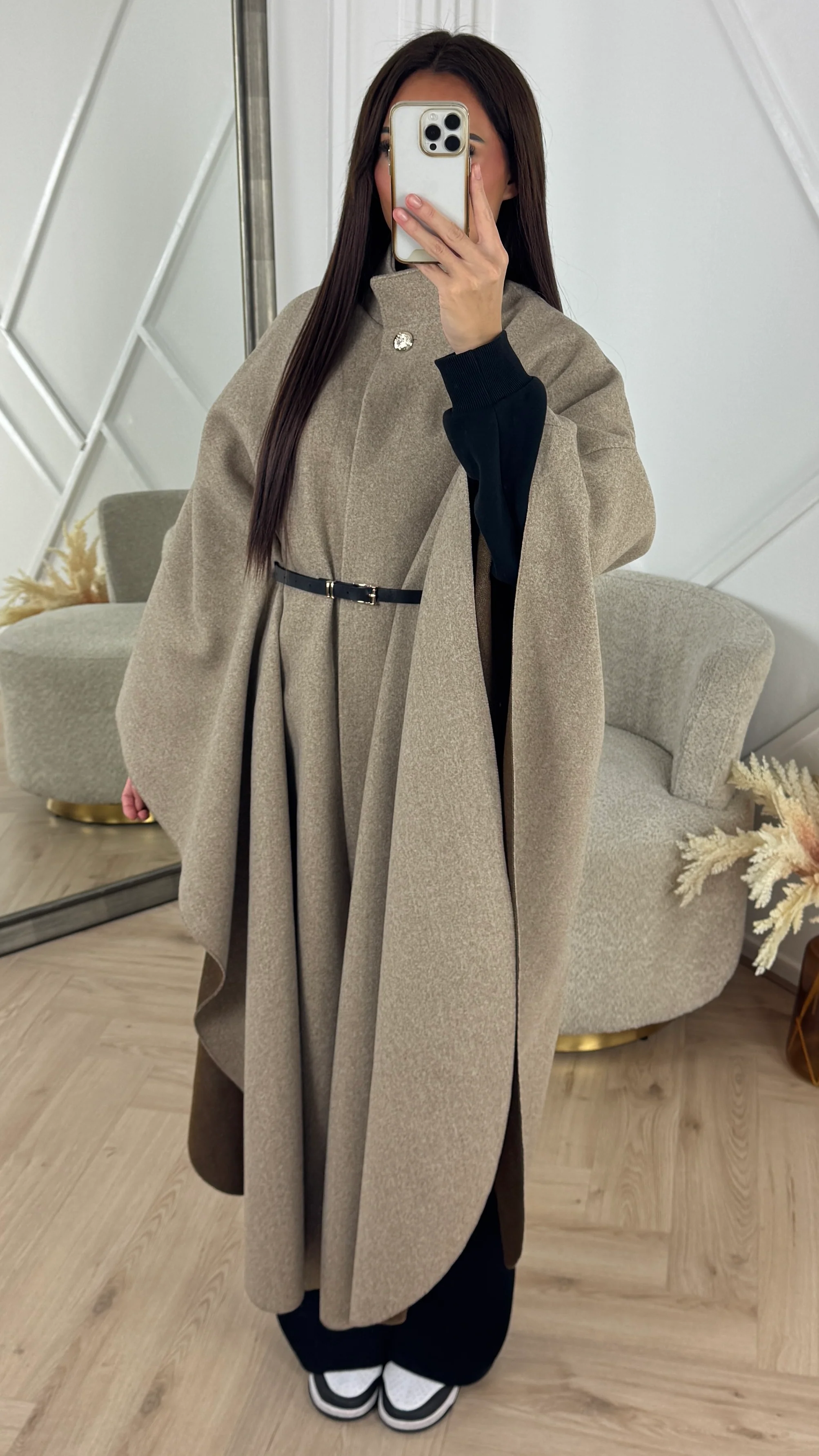 Luxe Cape Coat met TailleCeintuur - Image 11