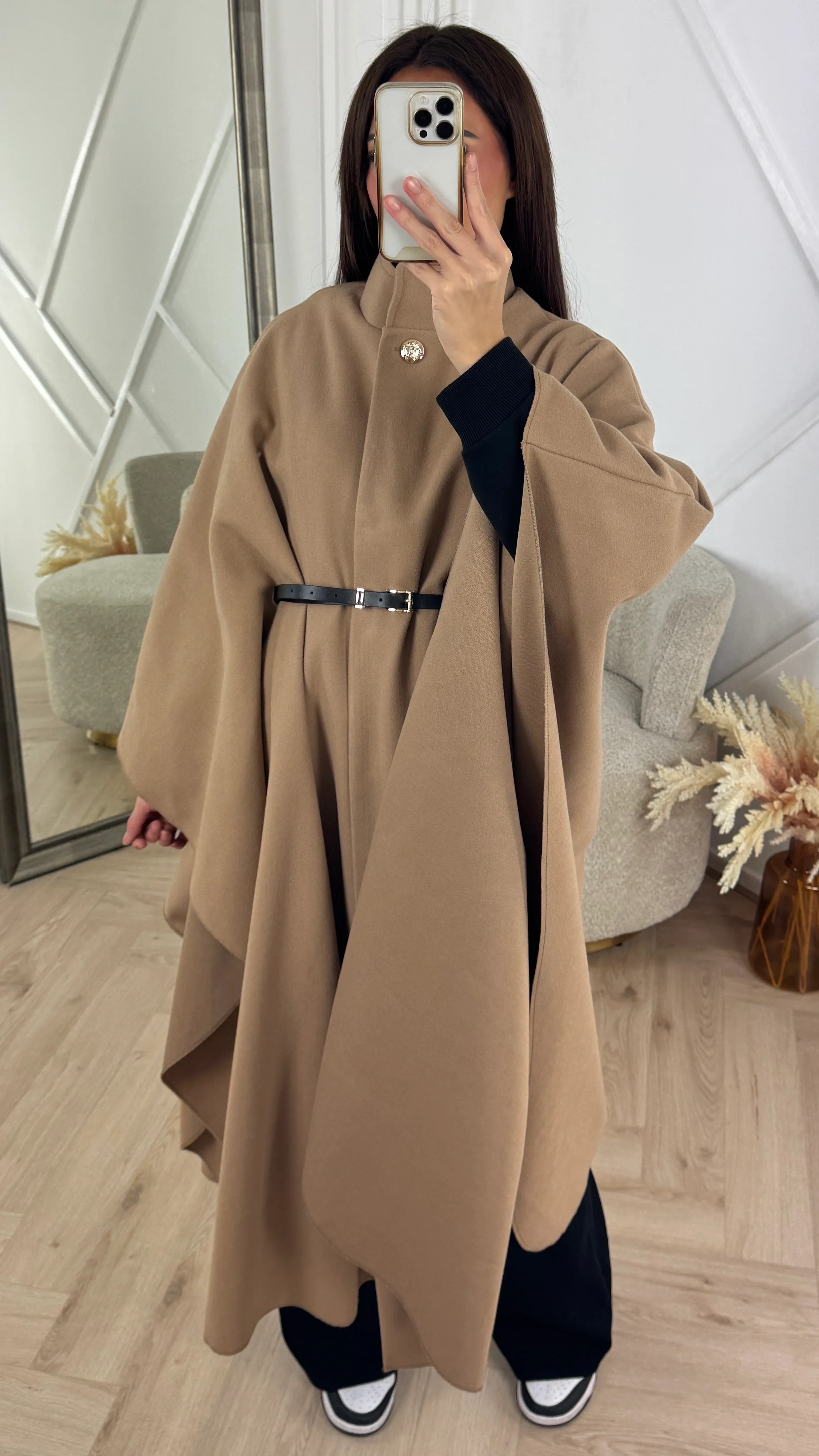 Luxe Cape Coat met TailleCeintuur - Image 12