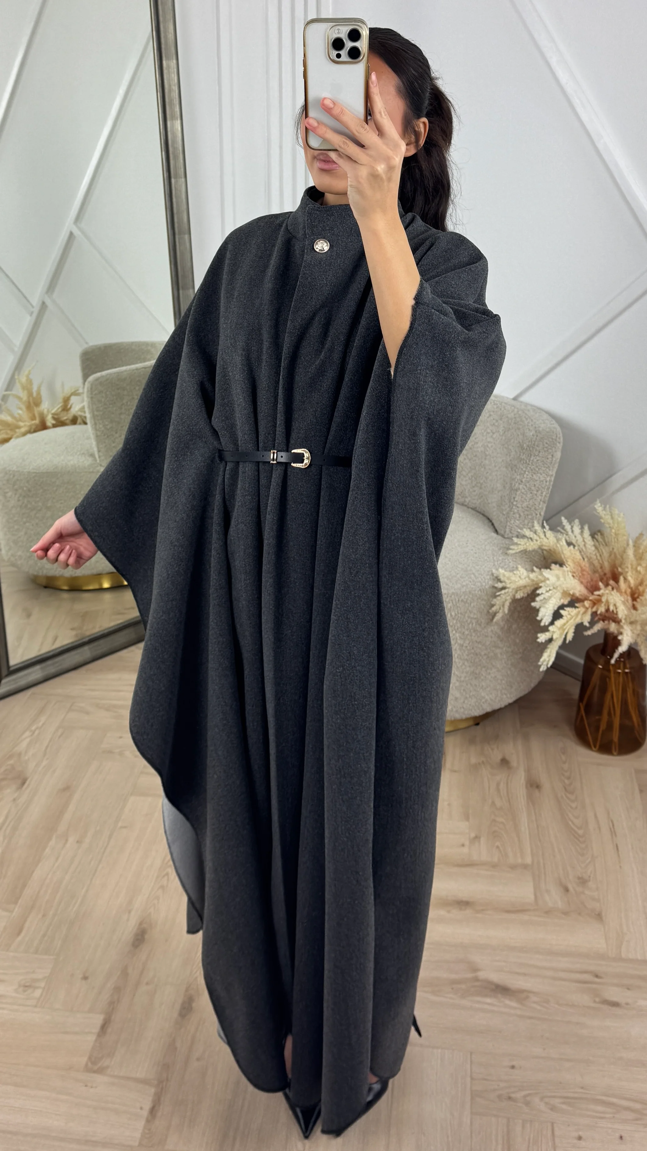 Luxe Cape Coat met TailleCeintuur - Image 14