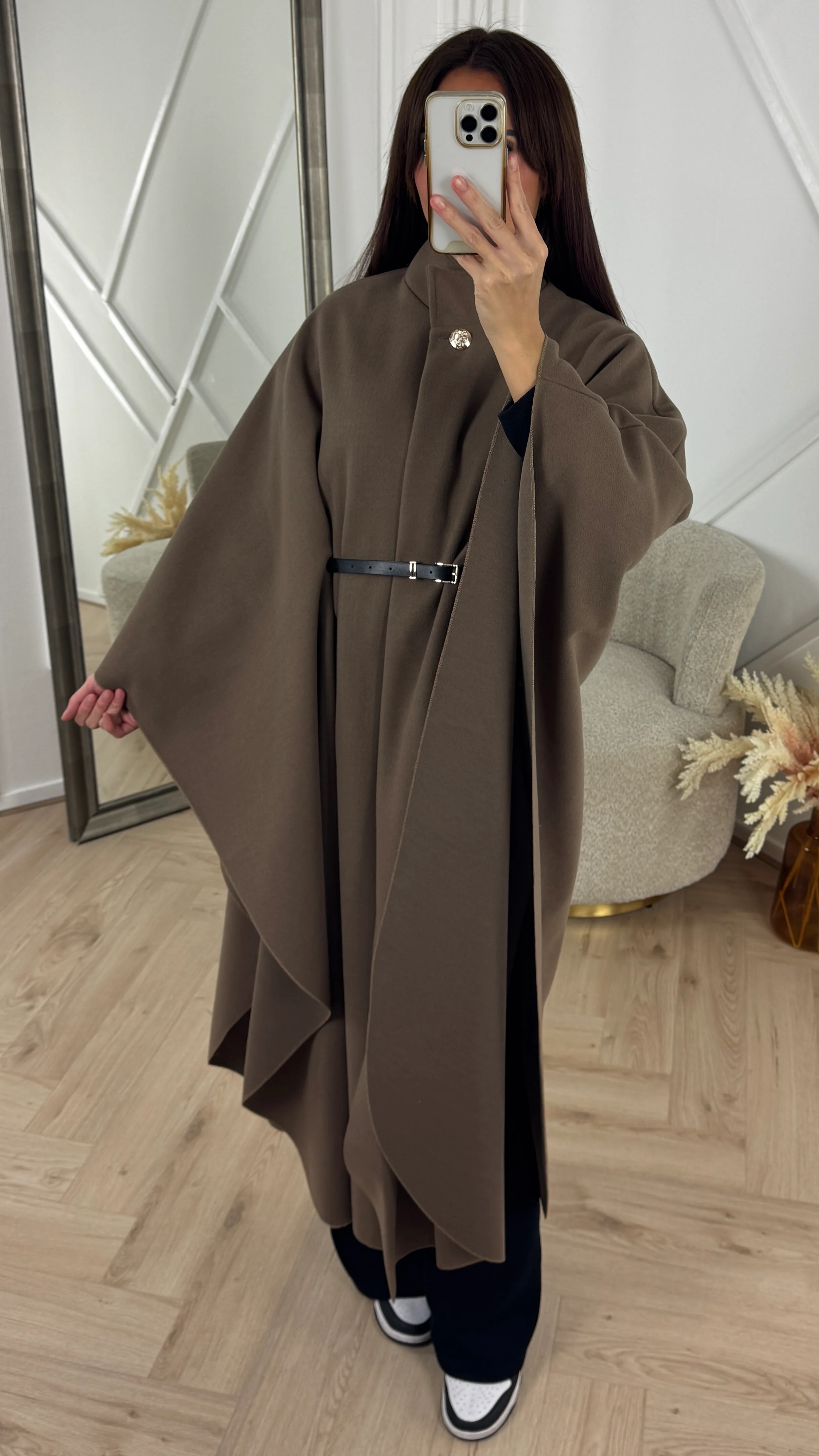 Luxe Cape Coat met TailleCeintuur - Image 16
