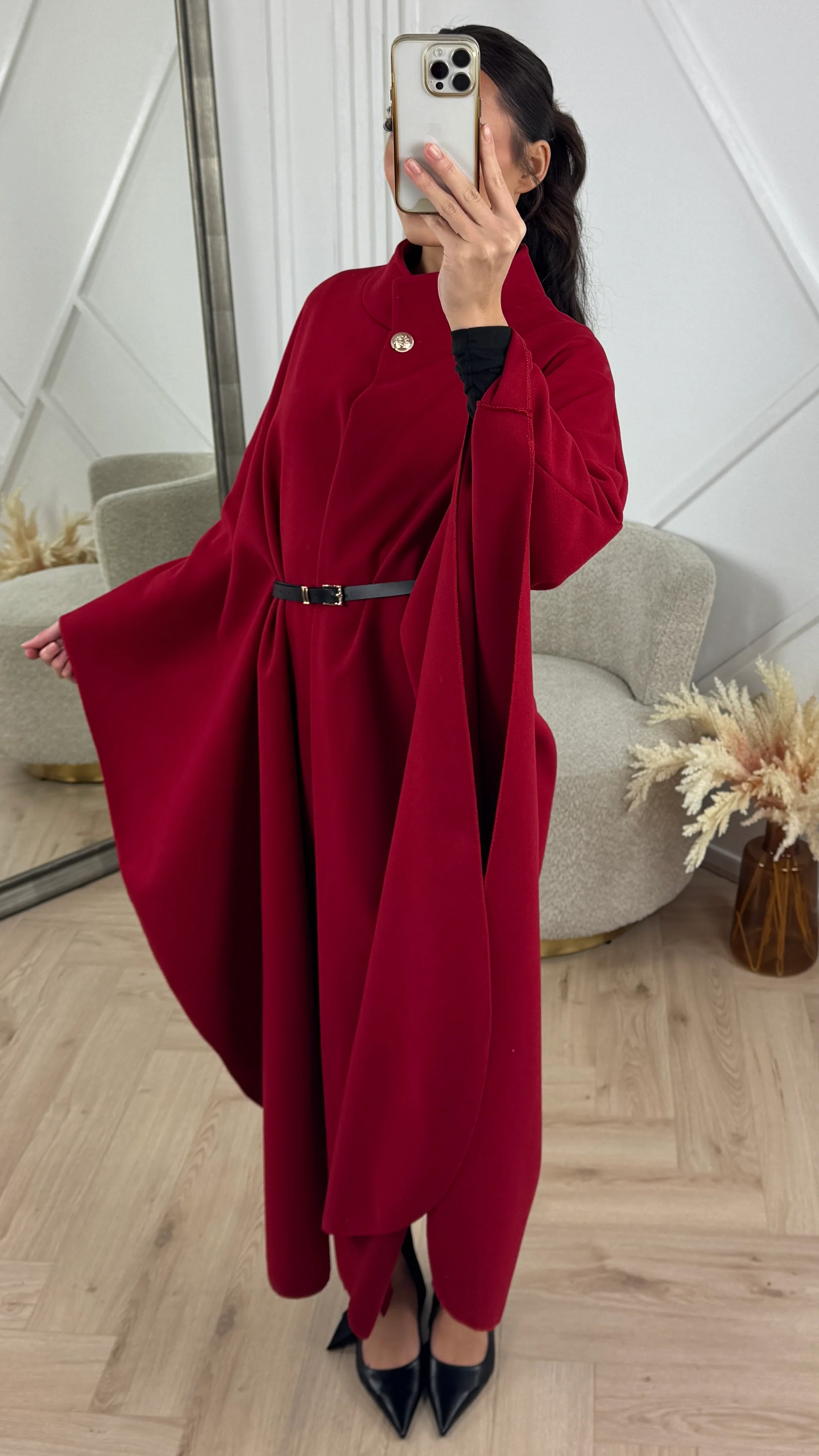 Luxe Cape Coat met TailleCeintuur - Image 17