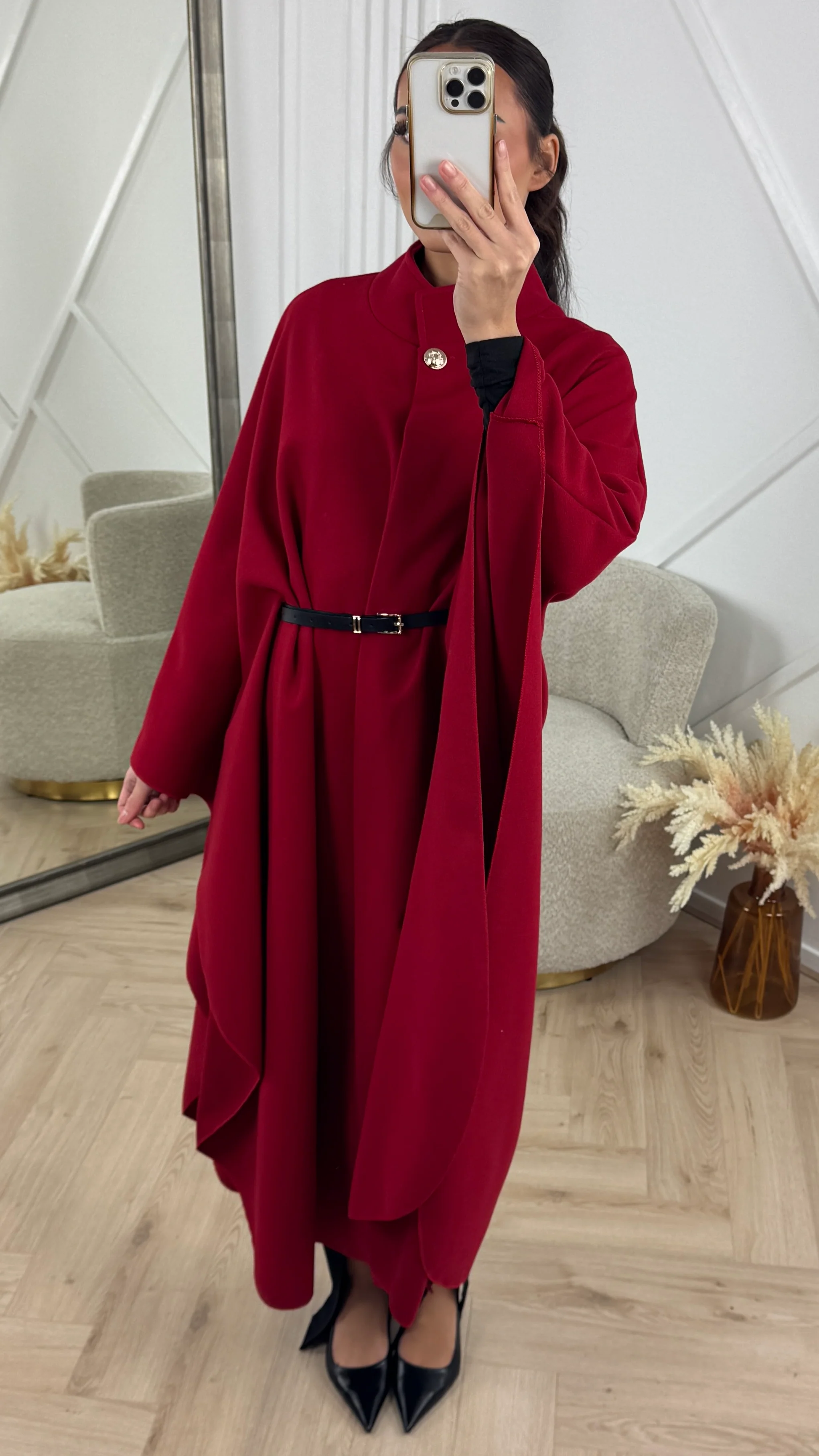 Luxe Cape Coat met TailleCeintuur - Image 18