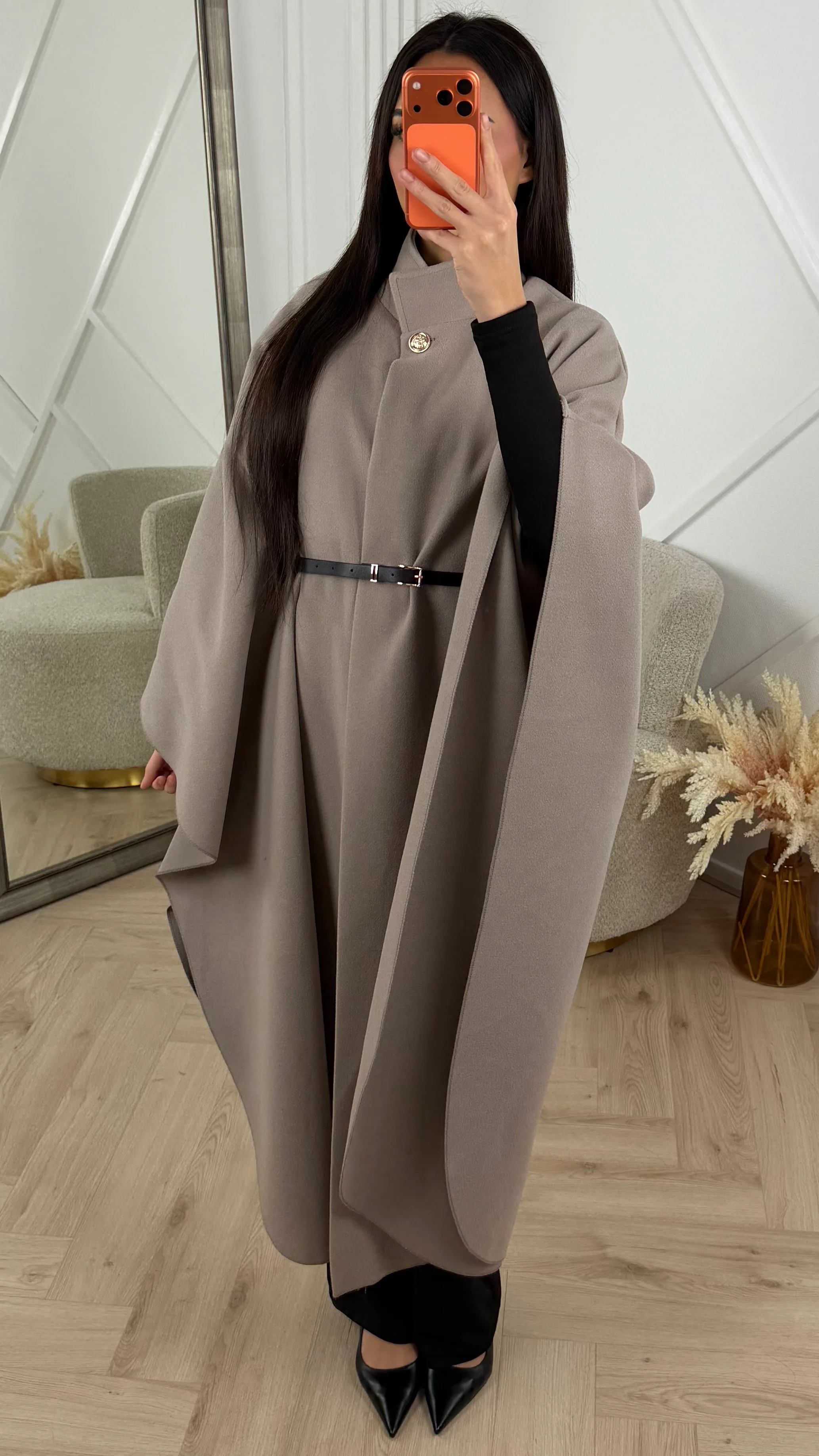 Luxe Cape Coat met TailleCeintuur - Image 20
