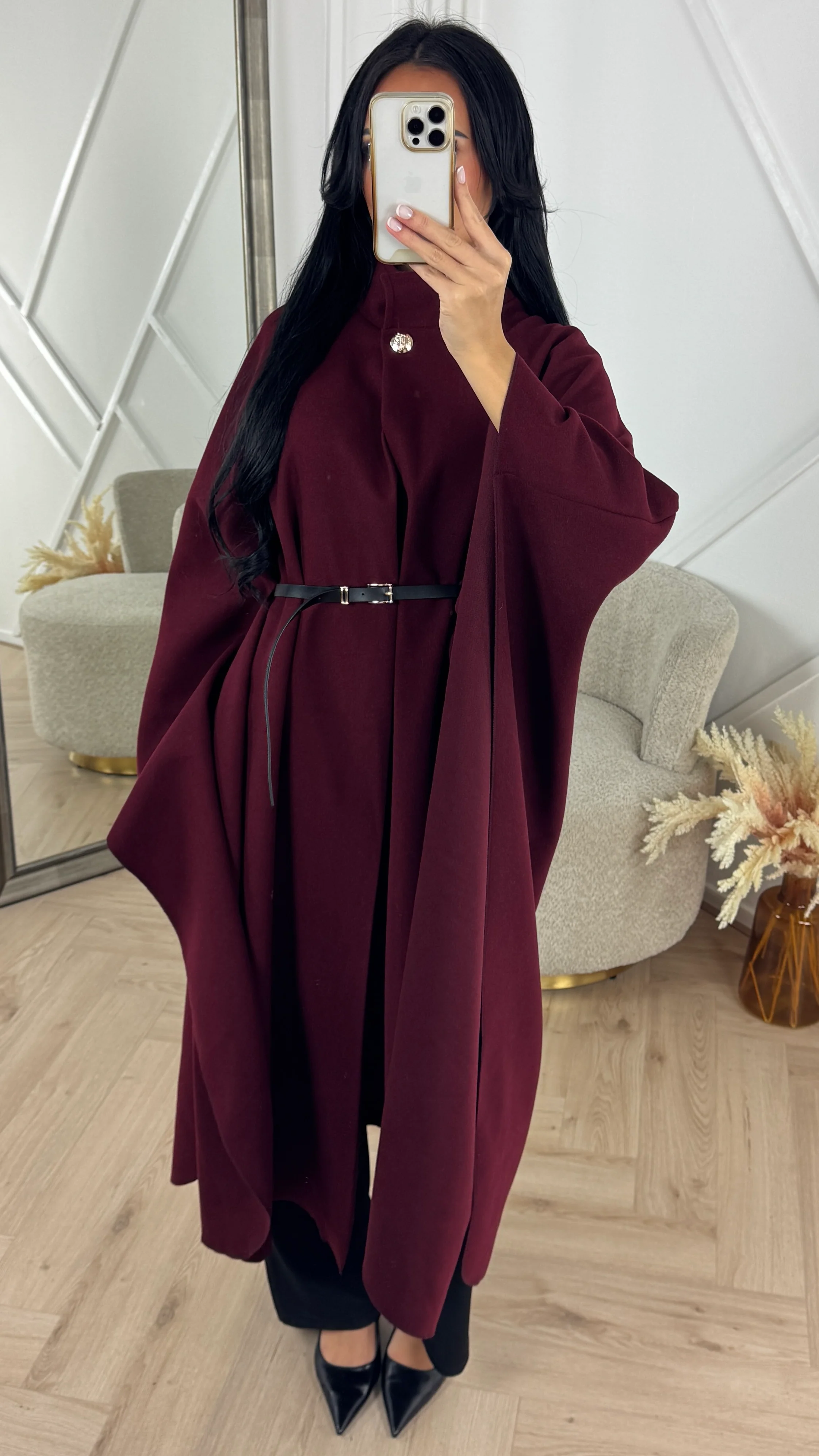 Luxe Cape Coat met TailleCeintuur - Image 5