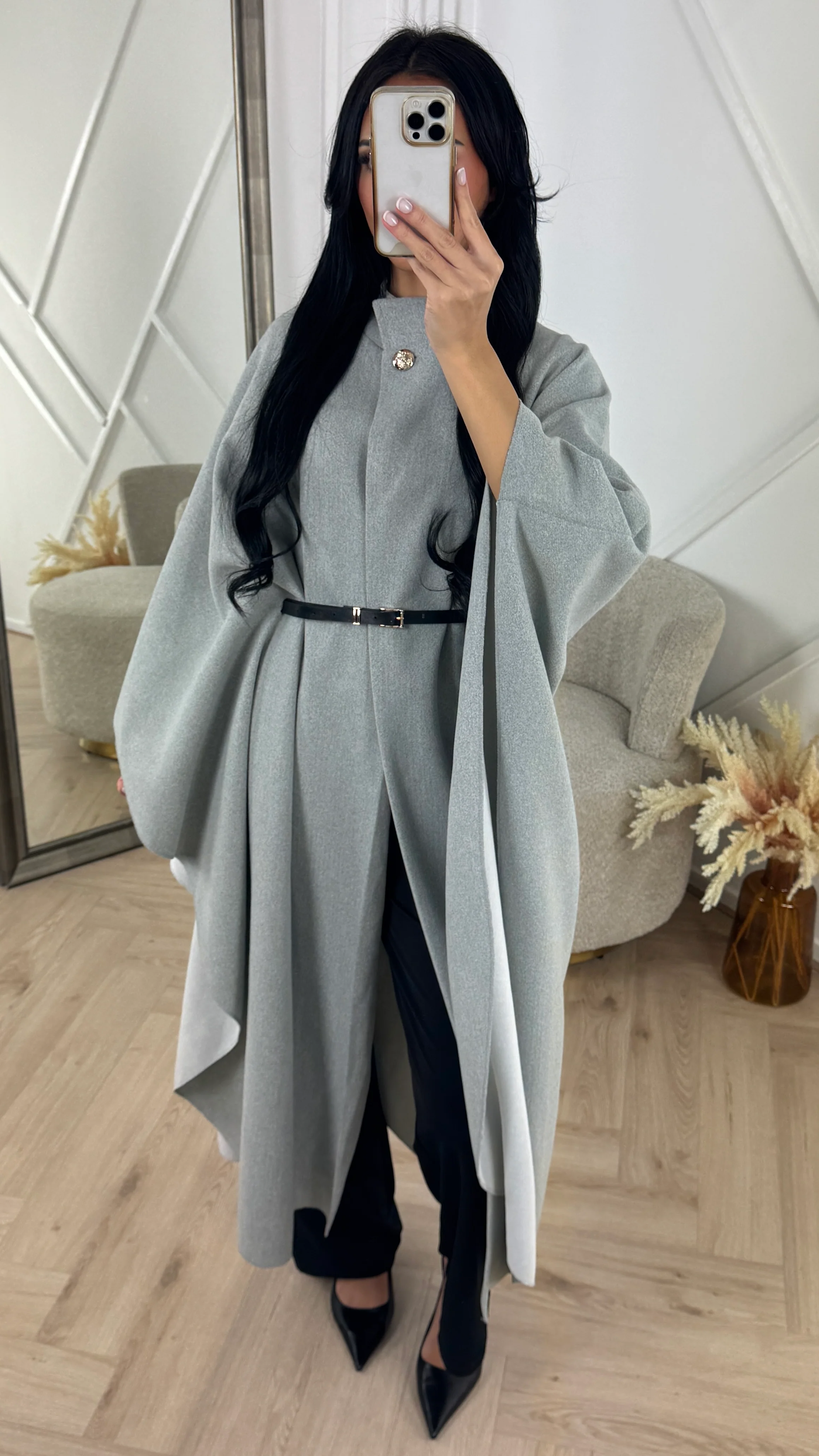 Luxe Cape Coat met TailleCeintuur - Image 6