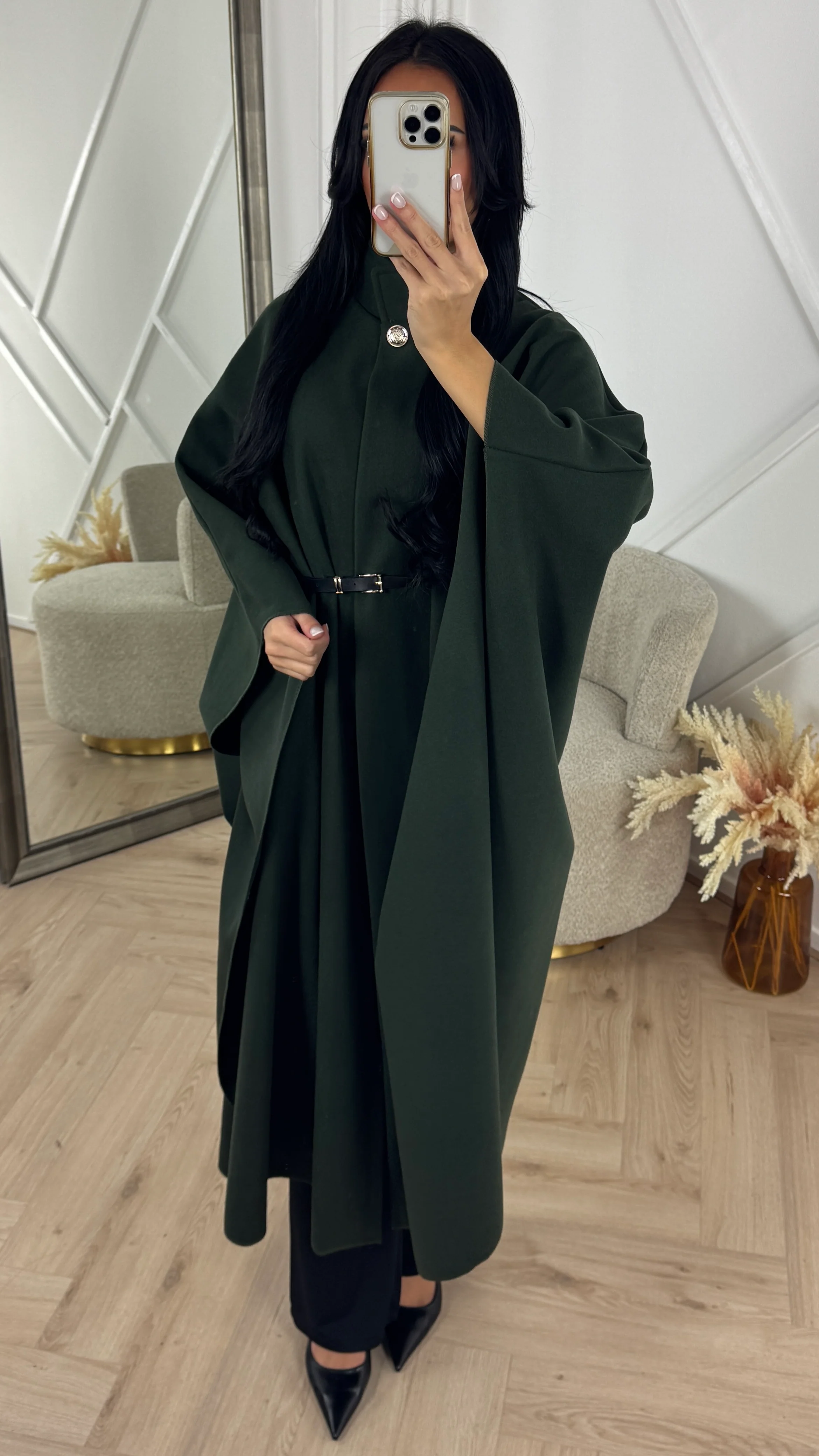 Luxe Cape Coat met TailleCeintuur - Image 8