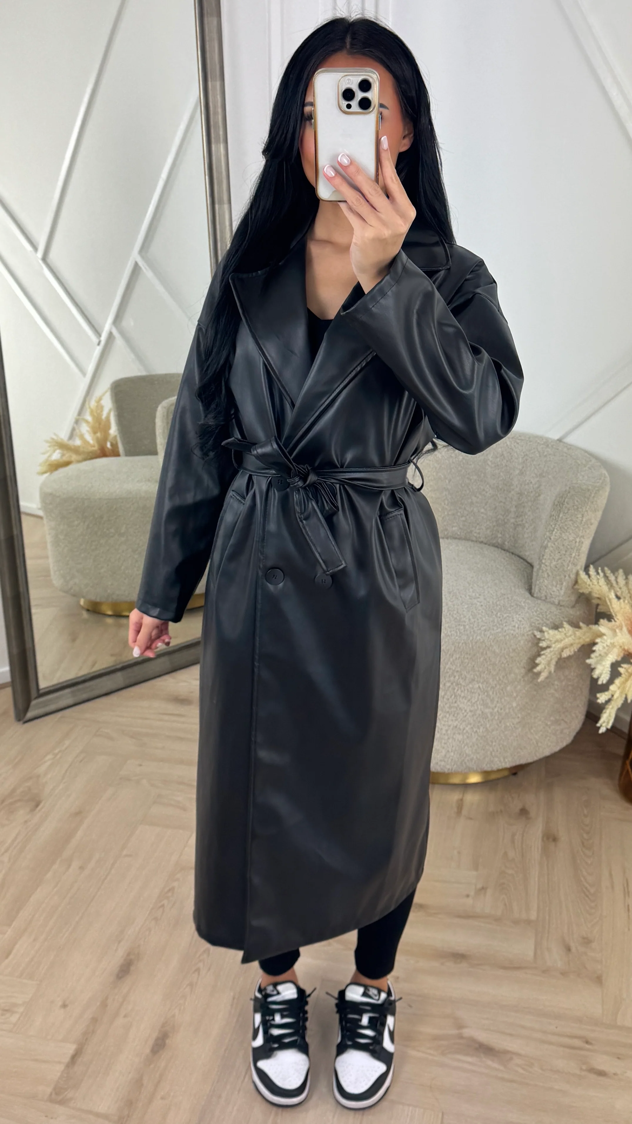 Luxe Faux Leather Trenchcoat met Ceintuur