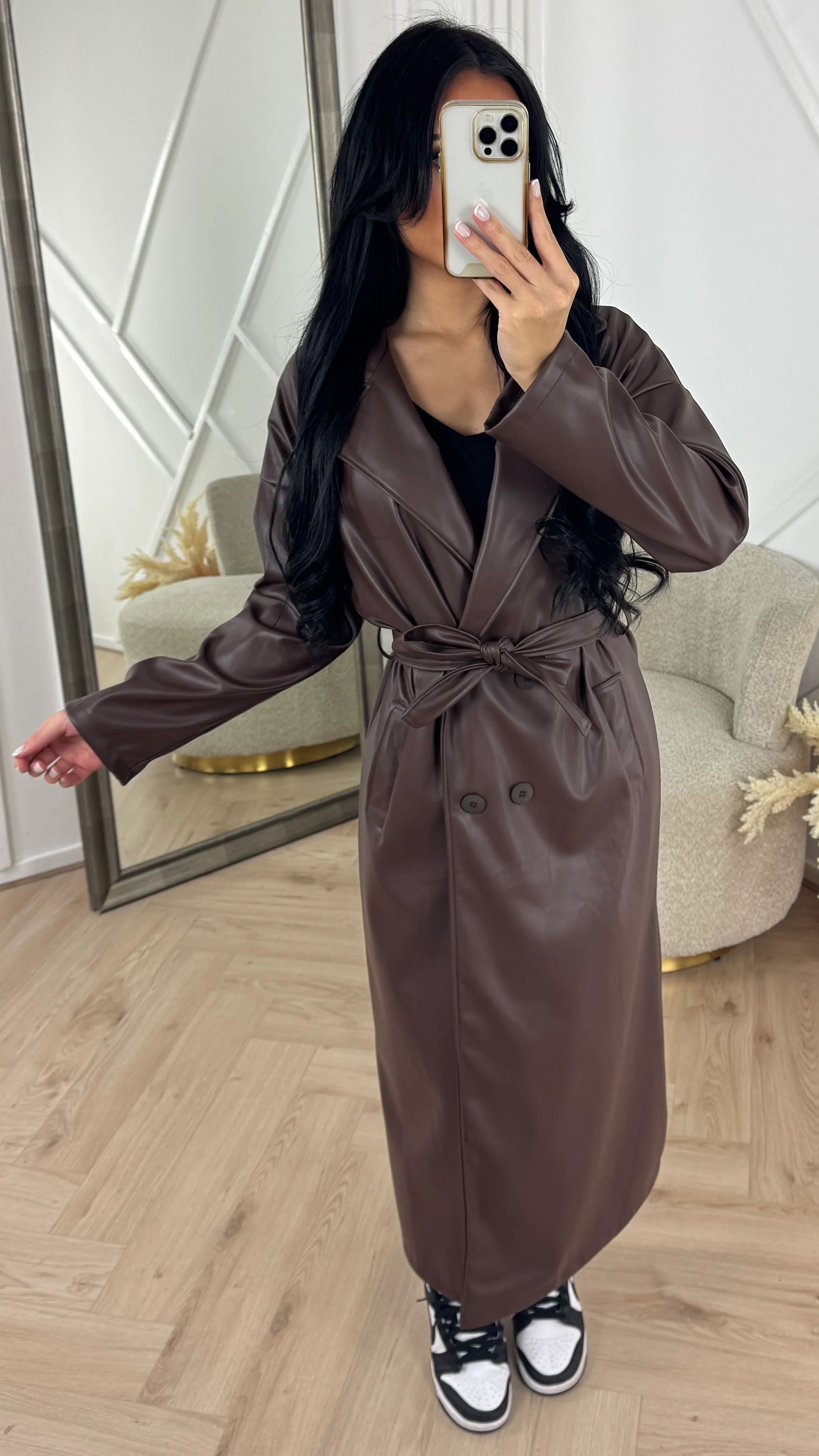 Luxe Faux Leather Trenchcoat met Ceintuur - Image 4