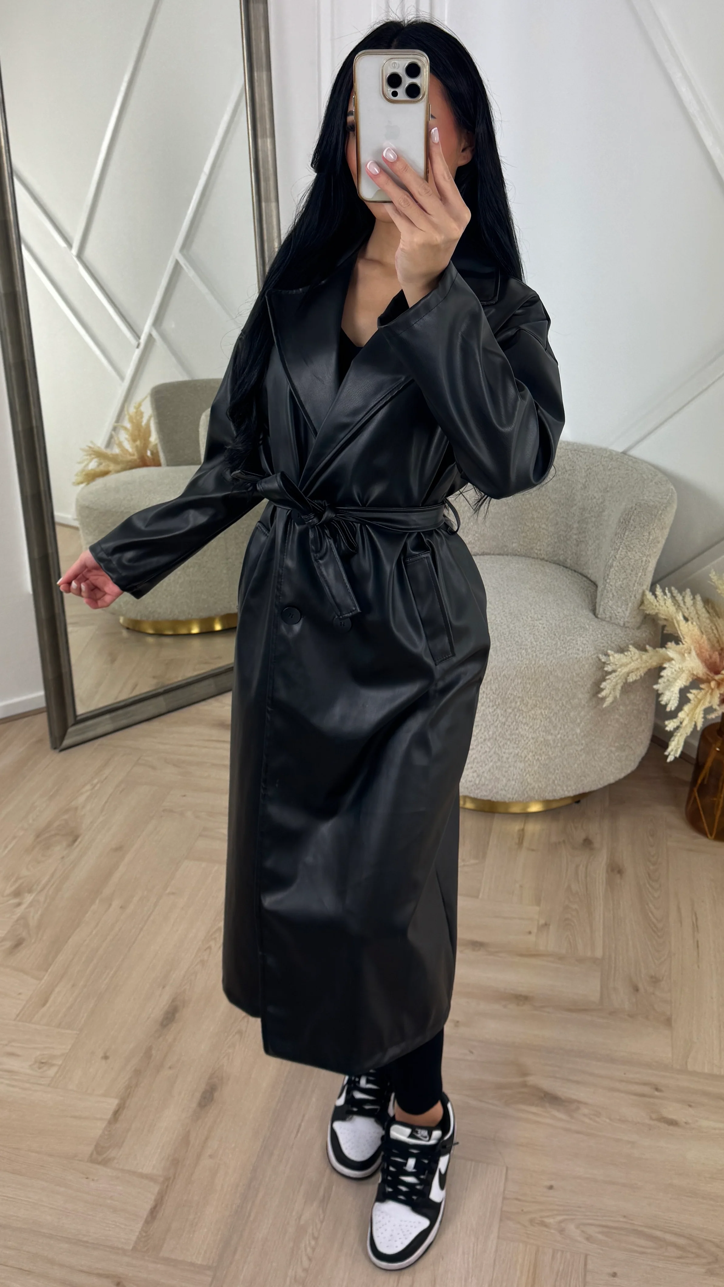 Luxe Faux Leather Trenchcoat met Ceintuur - Image 5