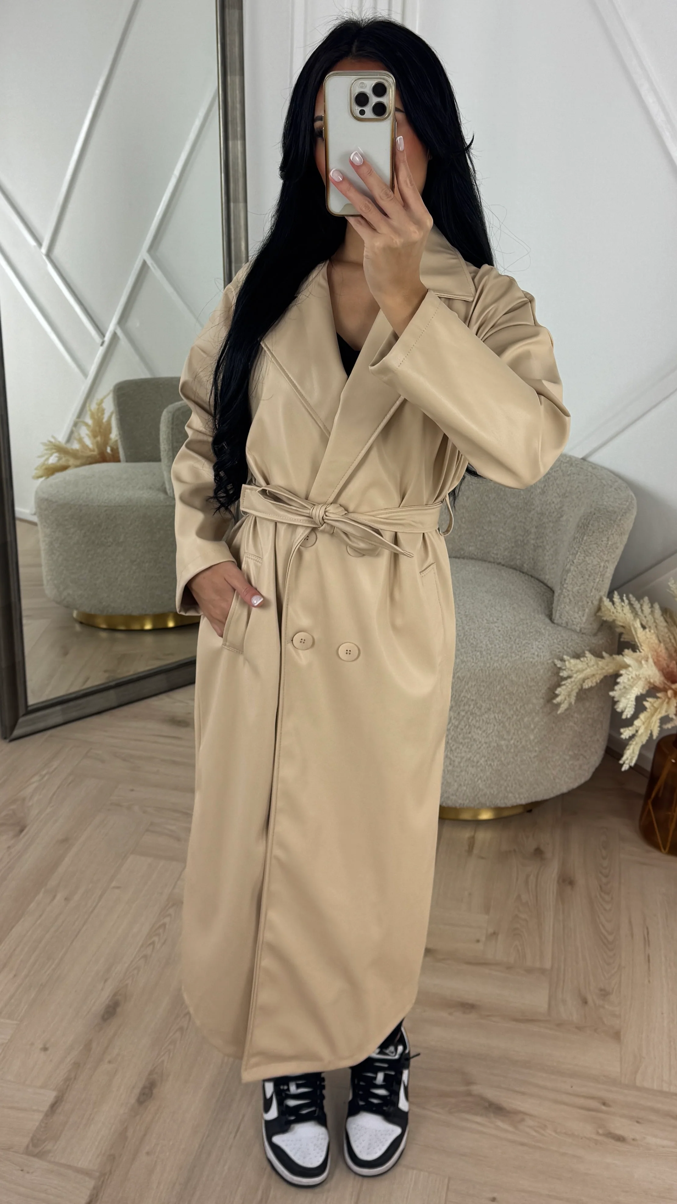 Luxe Faux Leather Trenchcoat met Ceintuur - Image 6