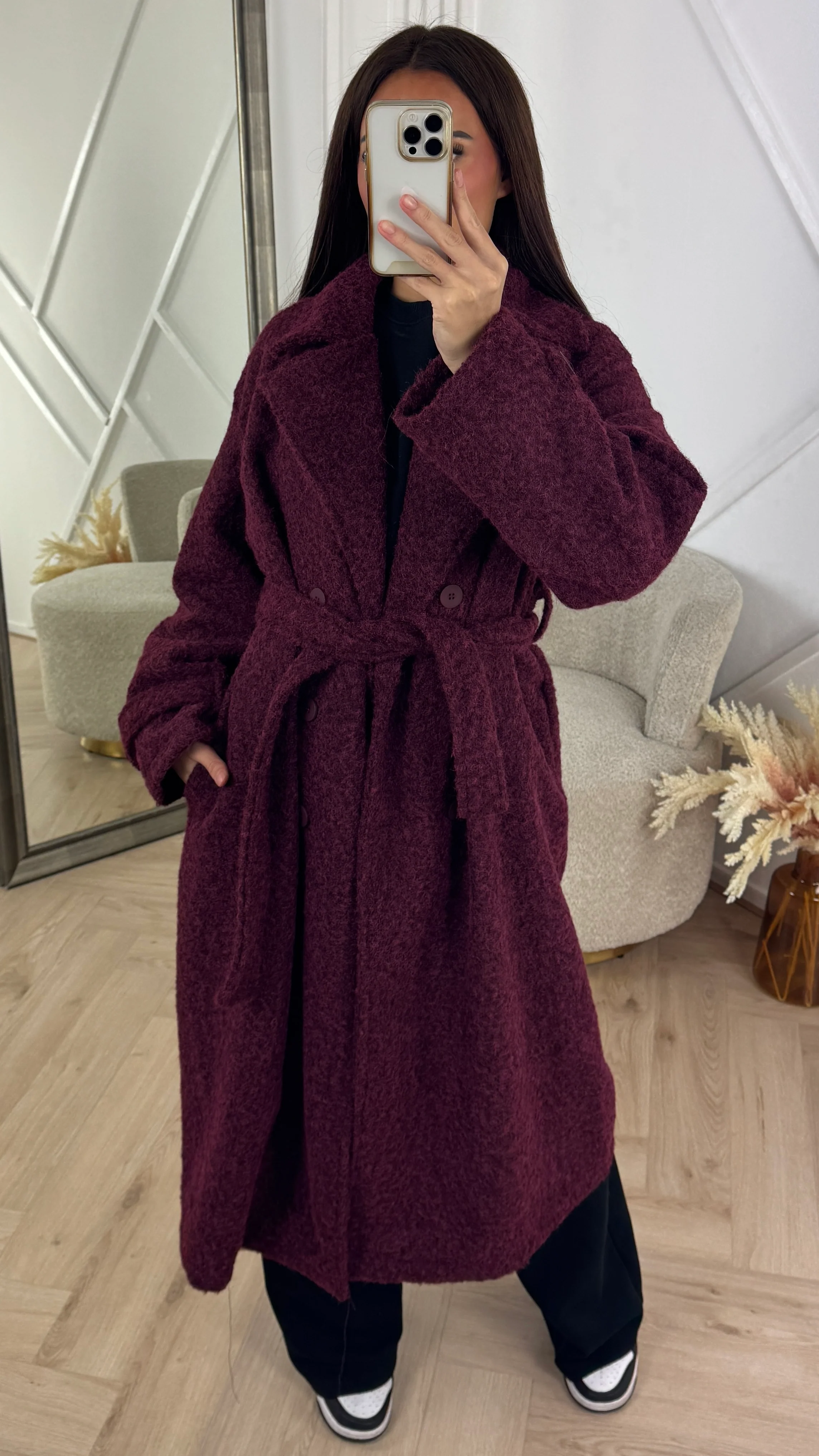 Luxe Wool Touch Maxi Coat met Ceintuur - Image 2