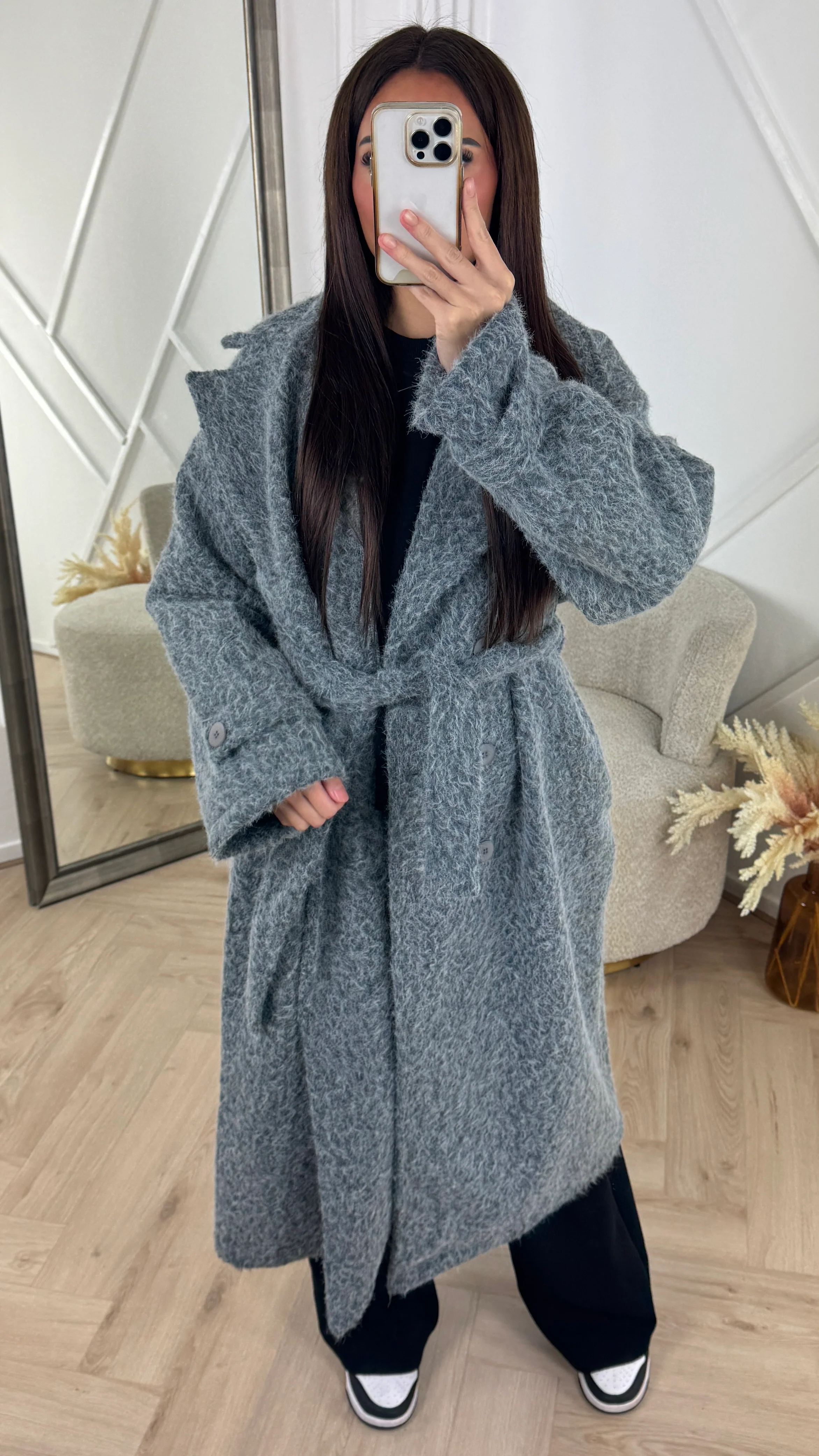 Luxe Wool Touch Maxi Coat met Ceintuur - Image 3