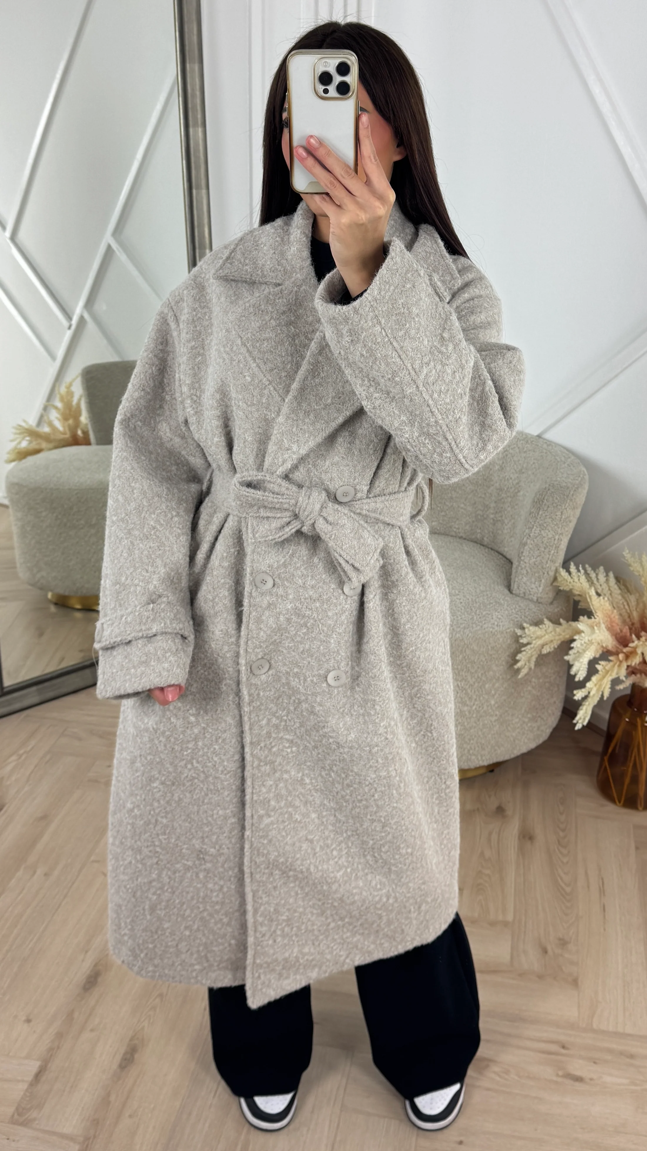 Luxe Wool Touch Maxi Coat met Ceintuur - Image 5