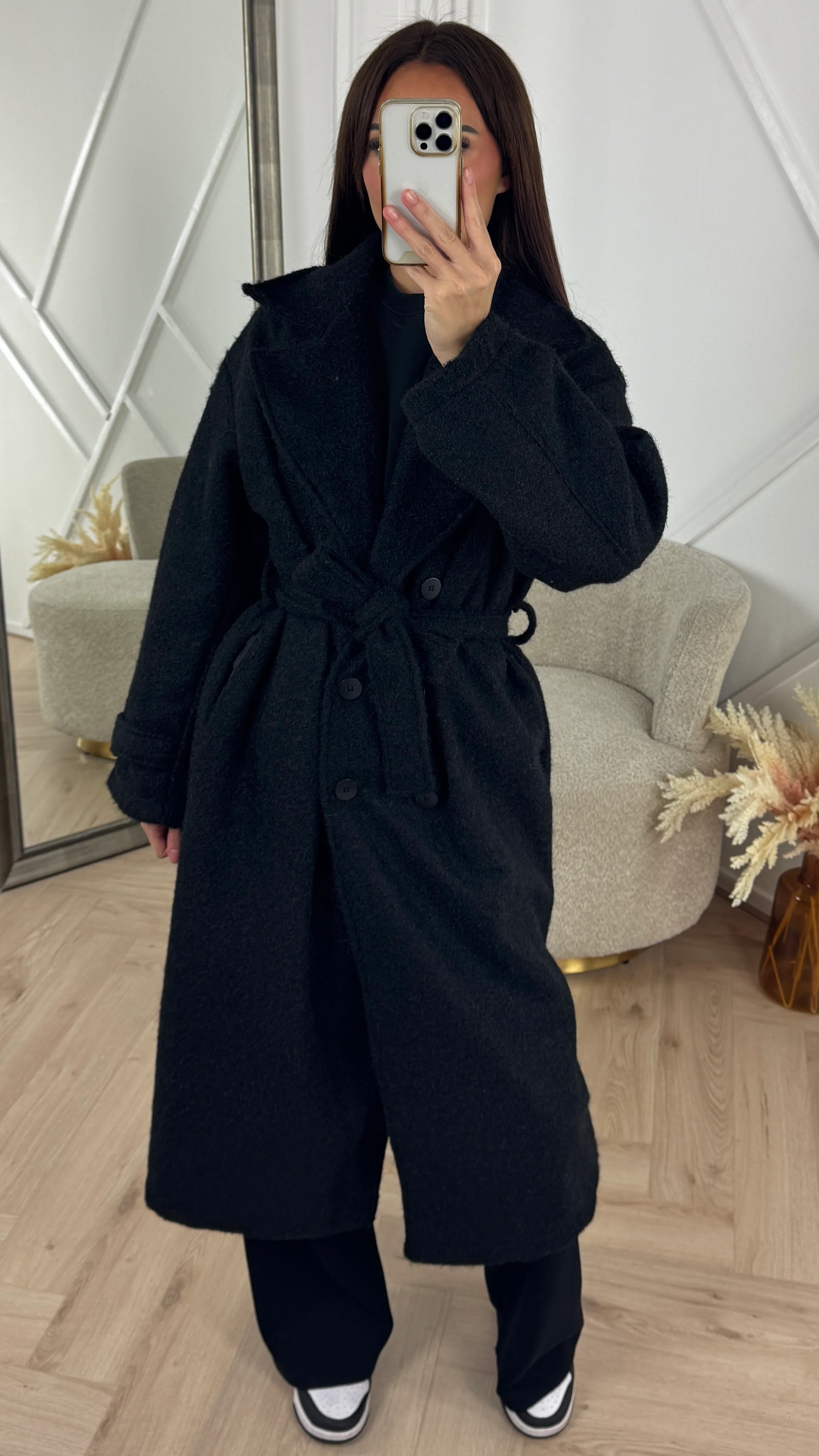 Luxe Wool Touch Maxi Coat met Ceintuur - Image 6