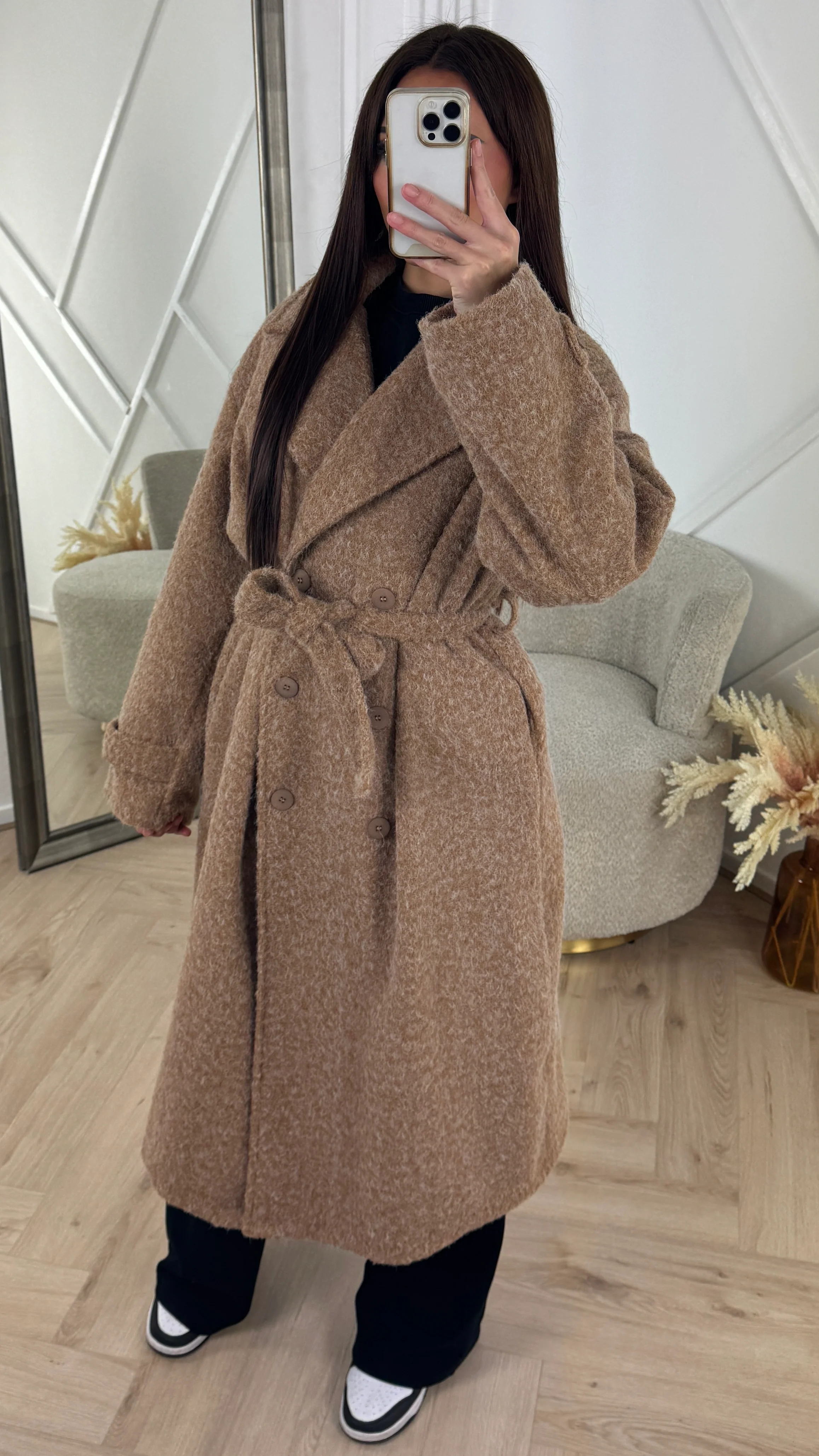 Luxe Wool Touch Maxi Coat met Ceintuur - Image 7
