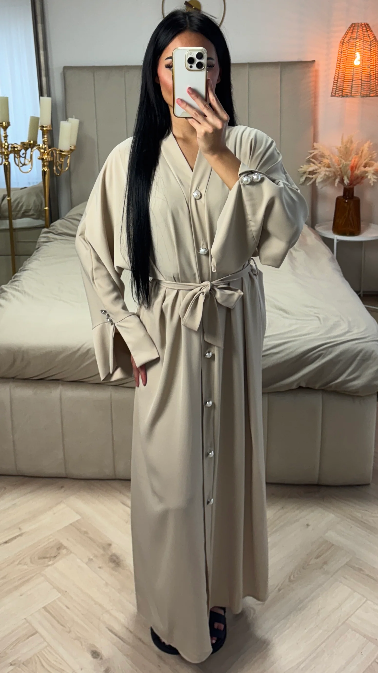 Maxi Abaya met Parelknopen en Ceintuur - Image 3